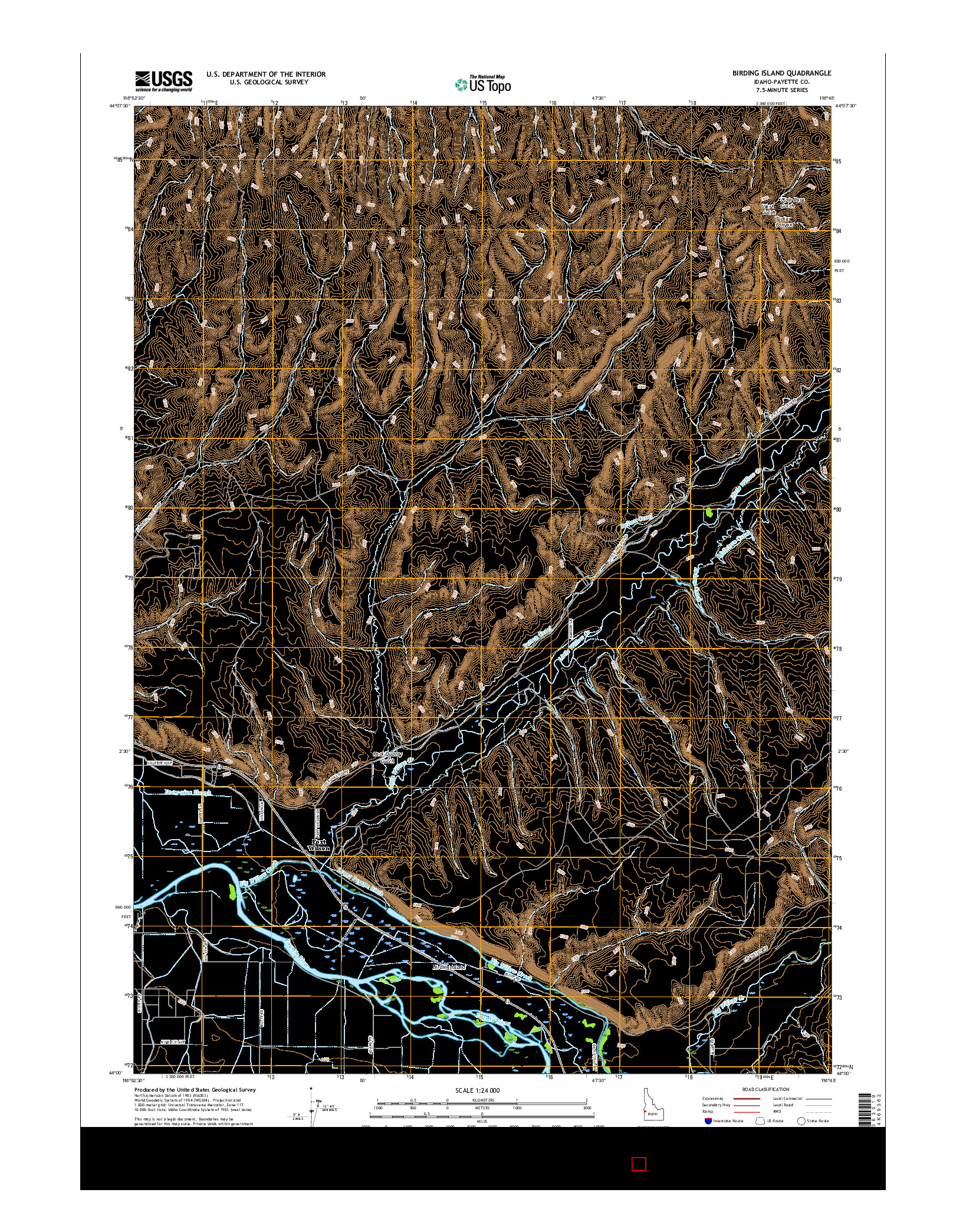 USGS US TOPO 7.5-MINUTE MAP FOR BIRDING ISLAND, ID 2017
