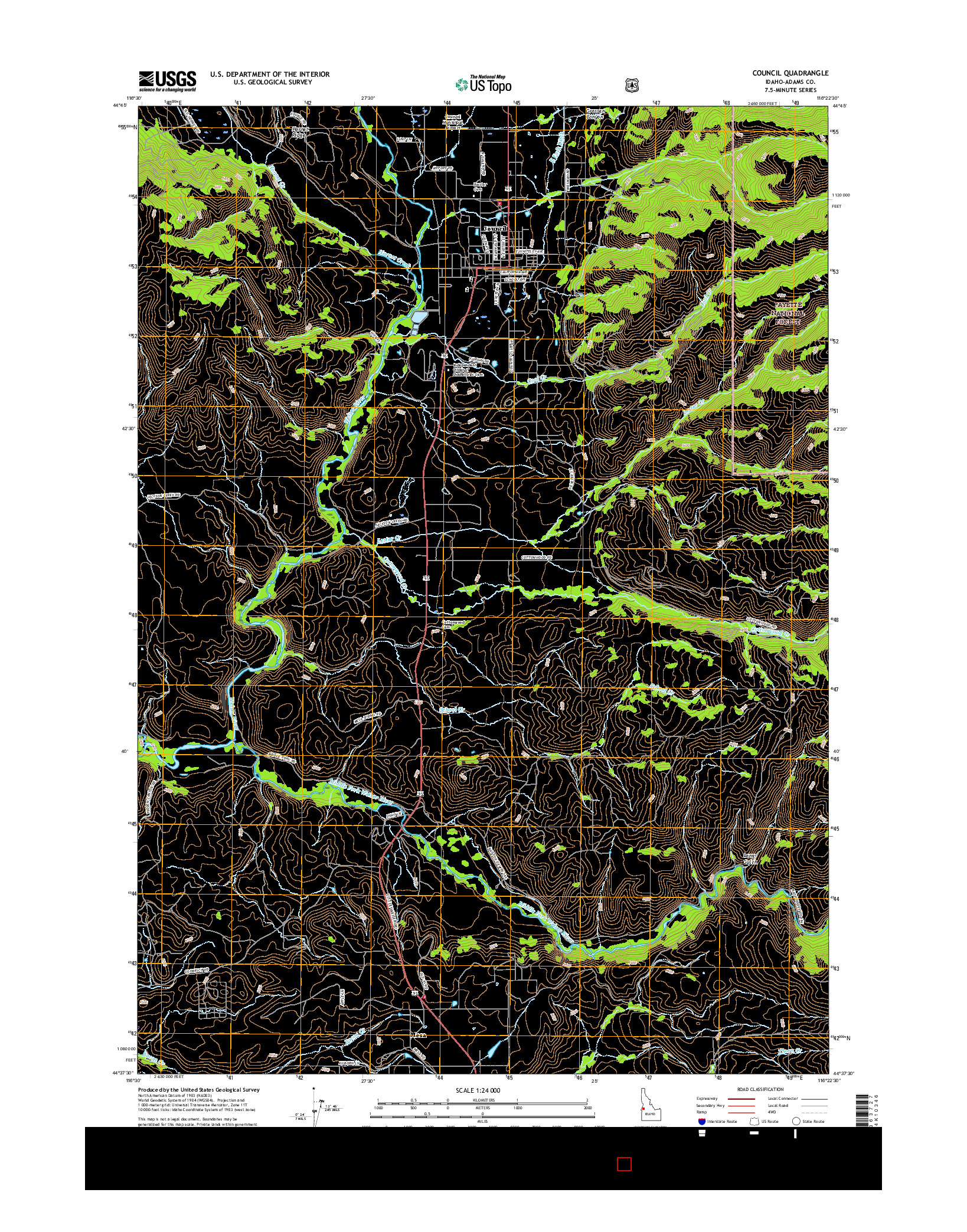 USGS US TOPO 7.5-MINUTE MAP FOR COUNCIL, ID 2017