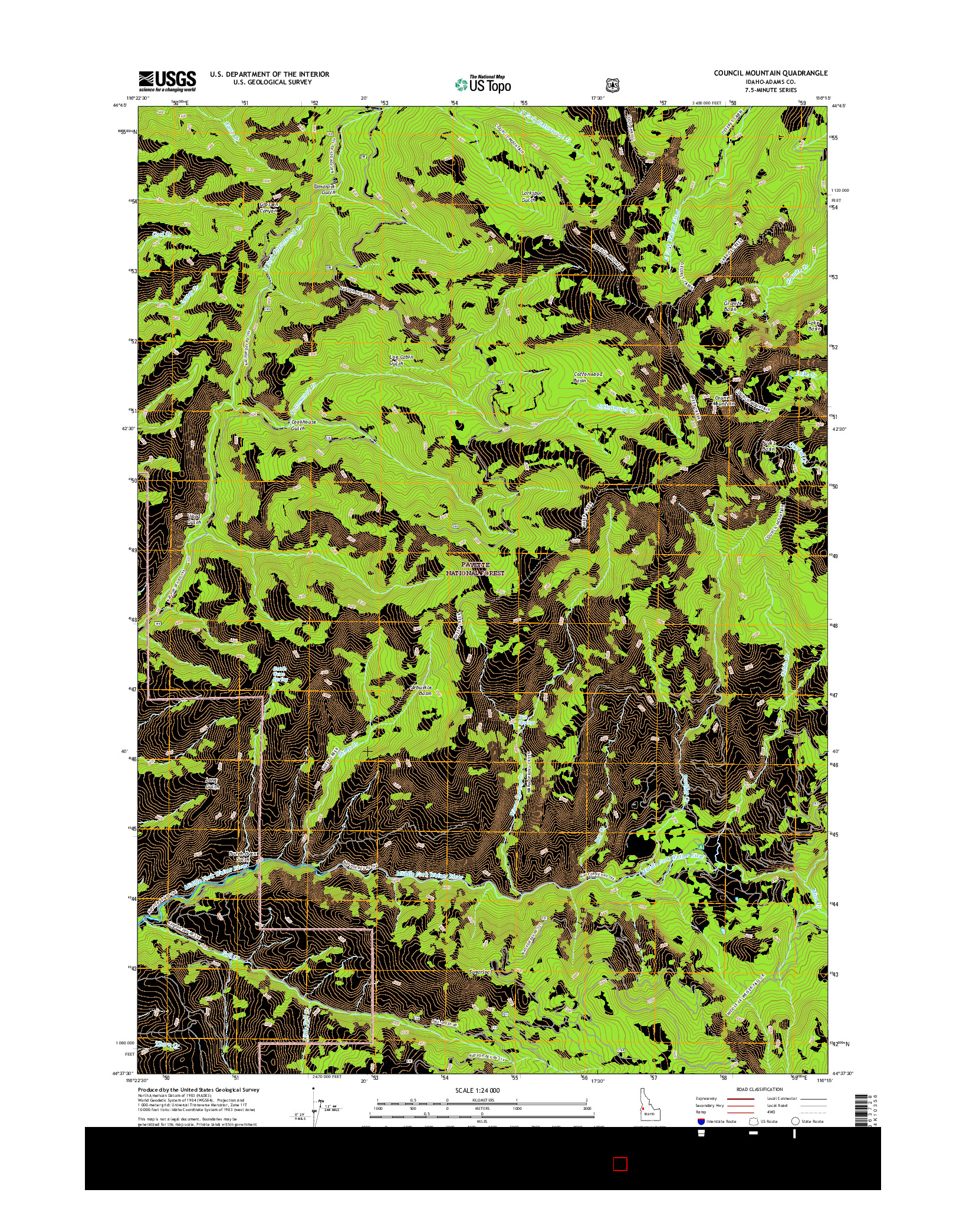 USGS US TOPO 7.5-MINUTE MAP FOR COUNCIL MOUNTAIN, ID 2017