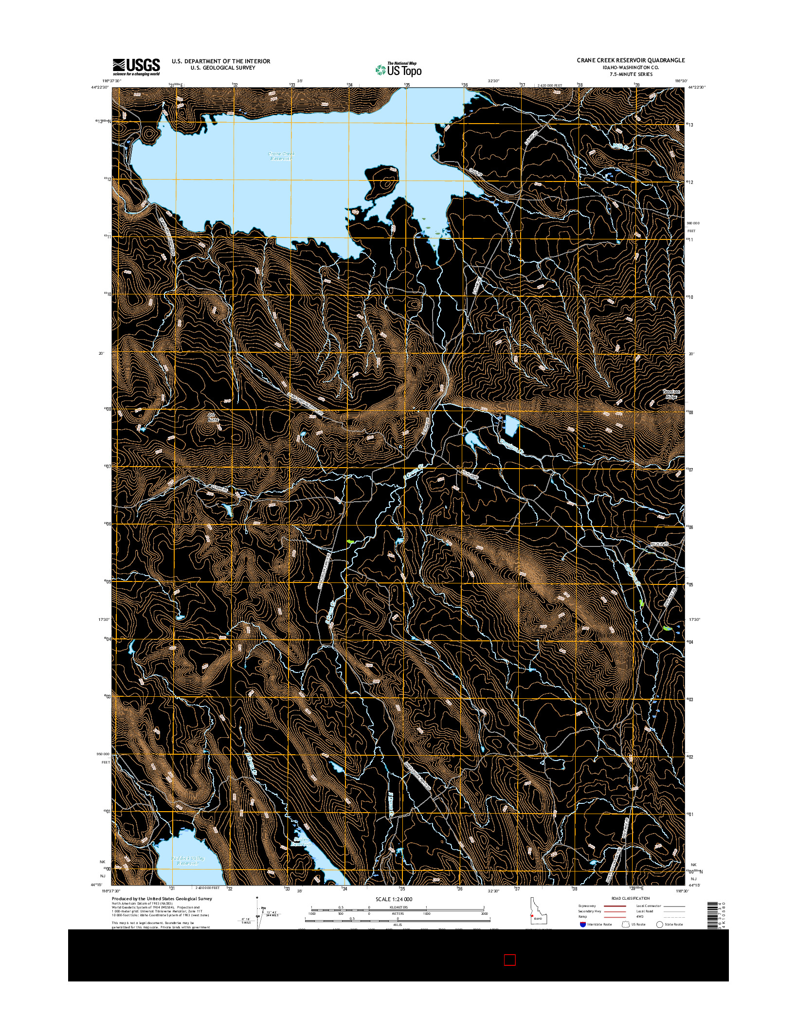 USGS US TOPO 7.5-MINUTE MAP FOR CRANE CREEK RESERVOIR, ID 2017