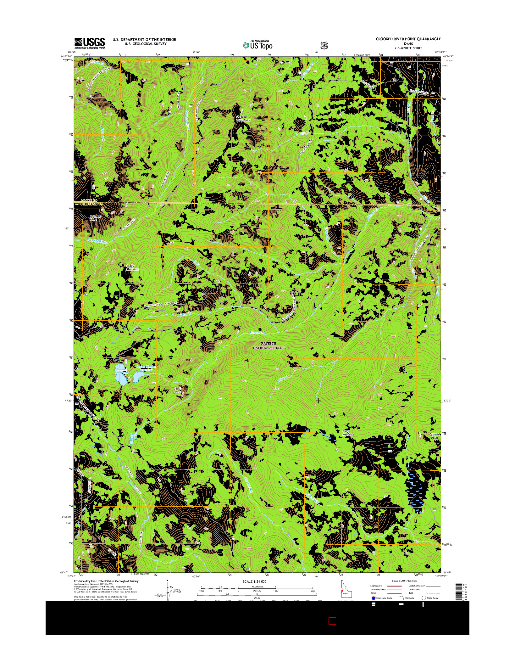 USGS US TOPO 7.5-MINUTE MAP FOR CROOKED RIVER POINT, ID 2017