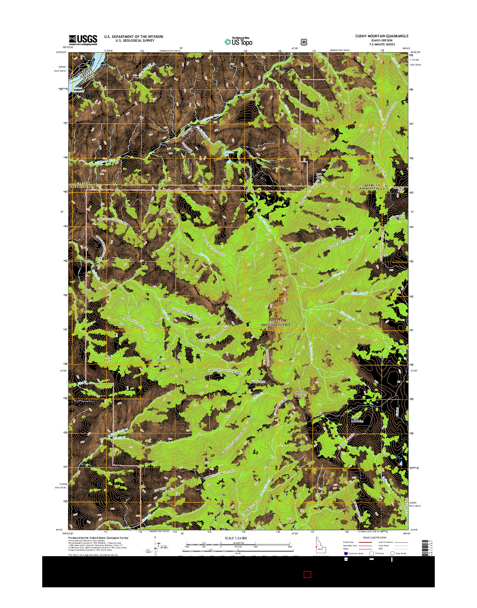 USGS US TOPO 7.5-MINUTE MAP FOR CUDDY MOUNTAIN, ID-OR 2017