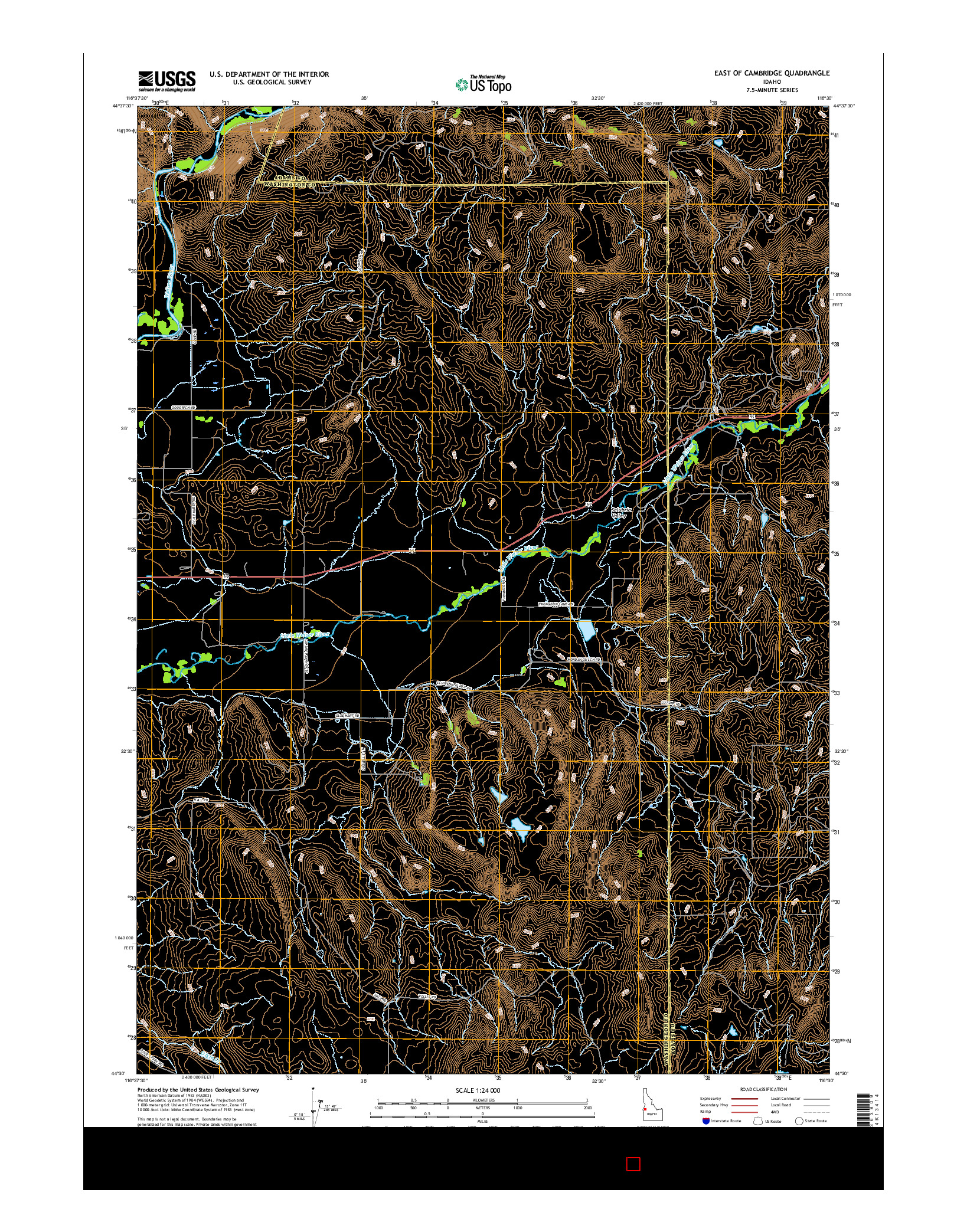 USGS US TOPO 7.5-MINUTE MAP FOR EAST OF CAMBRIDGE, ID 2017