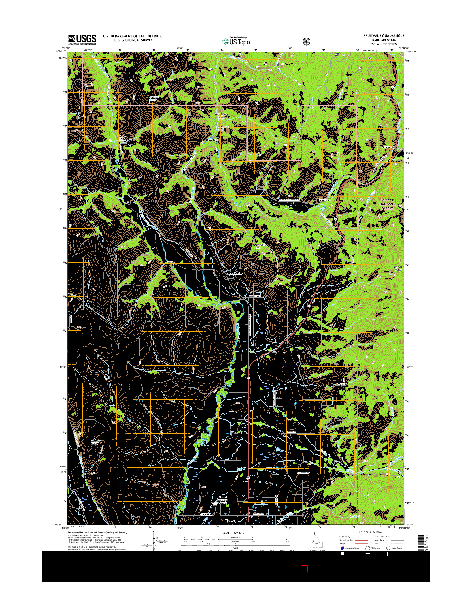 USGS US TOPO 7.5-MINUTE MAP FOR FRUITVALE, ID 2017