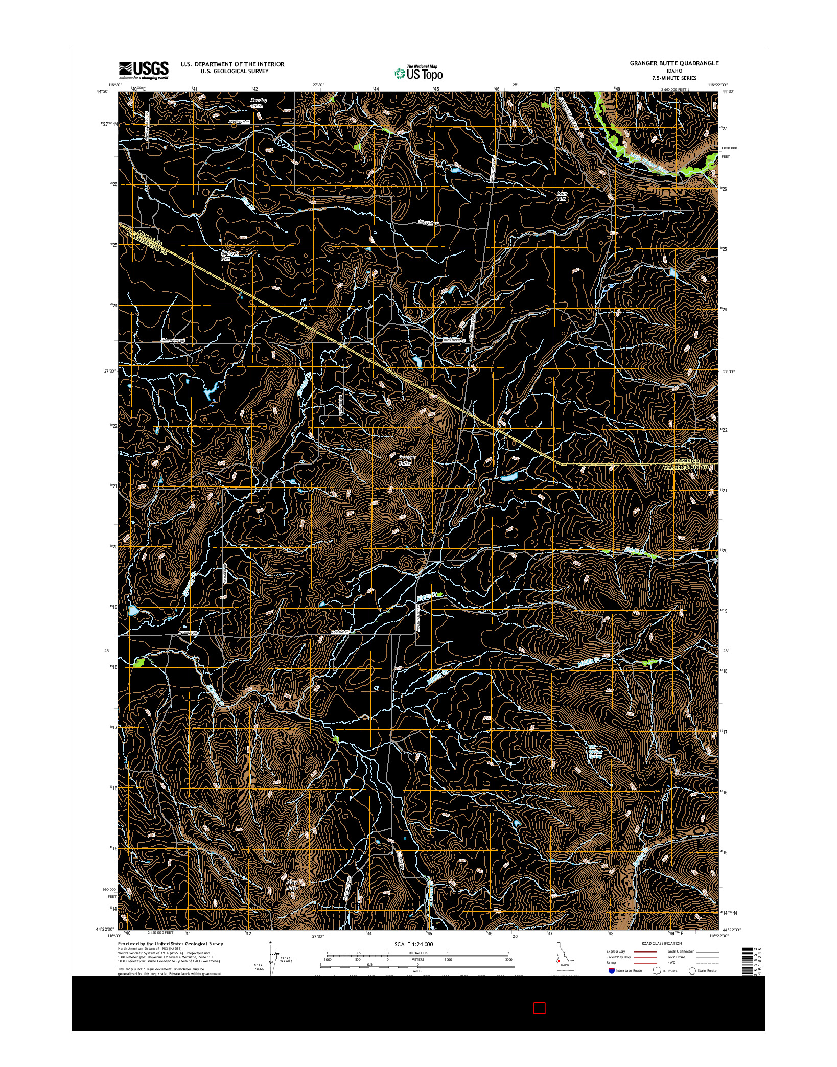 USGS US TOPO 7.5-MINUTE MAP FOR GRANGER BUTTE, ID 2017