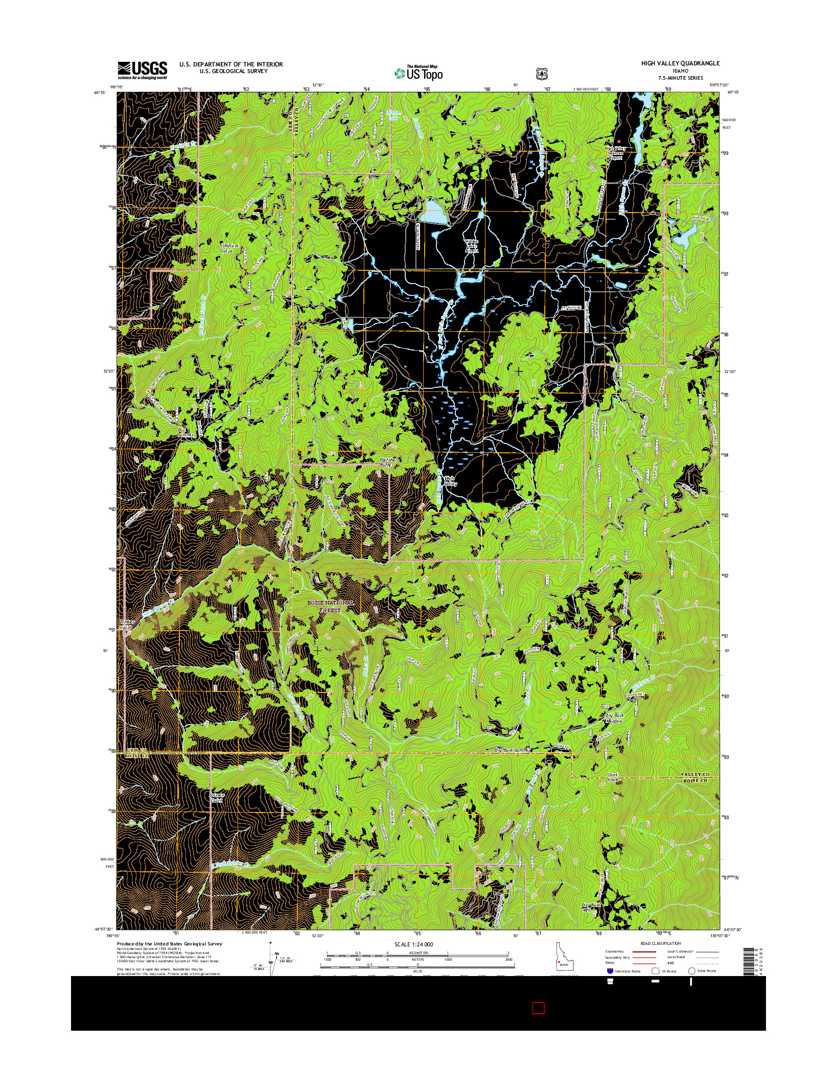 USGS US TOPO 7.5-MINUTE MAP FOR HIGH VALLEY, ID 2017