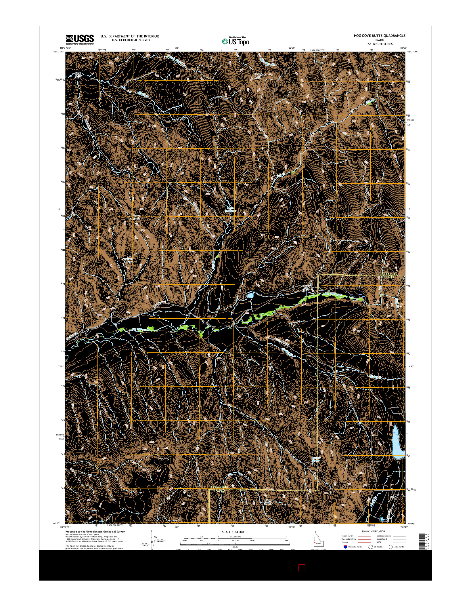 USGS US TOPO 7.5-MINUTE MAP FOR HOG COVE BUTTE, ID 2017
