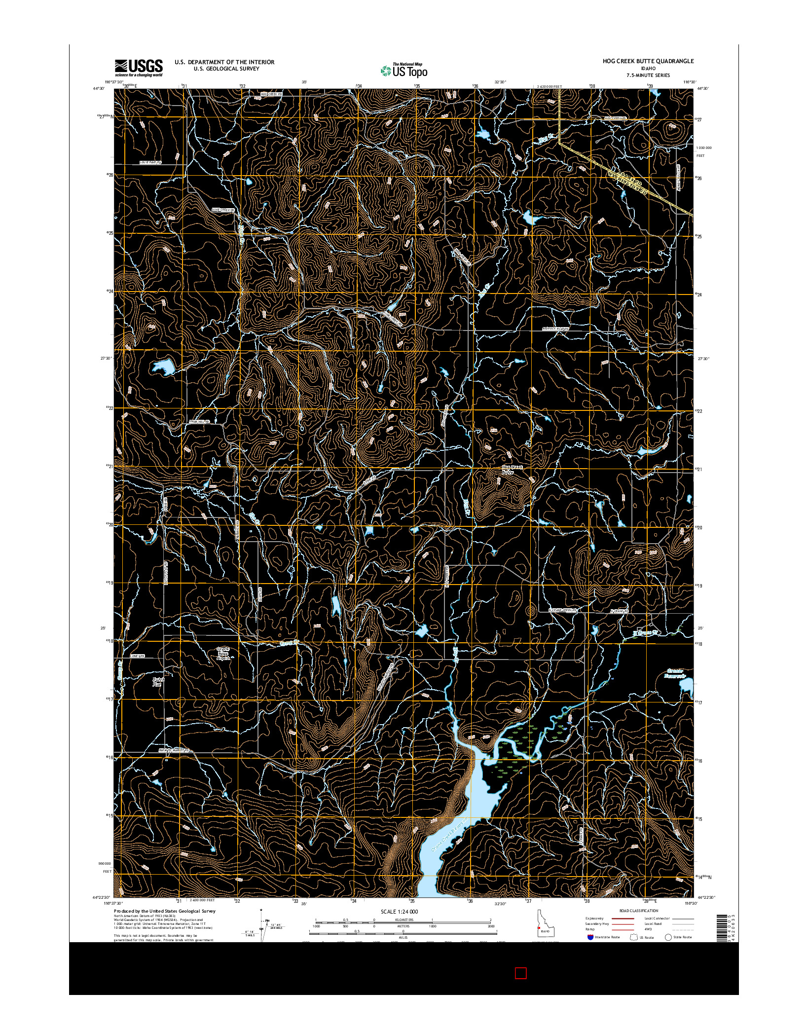 USGS US TOPO 7.5-MINUTE MAP FOR HOG CREEK BUTTE, ID 2017