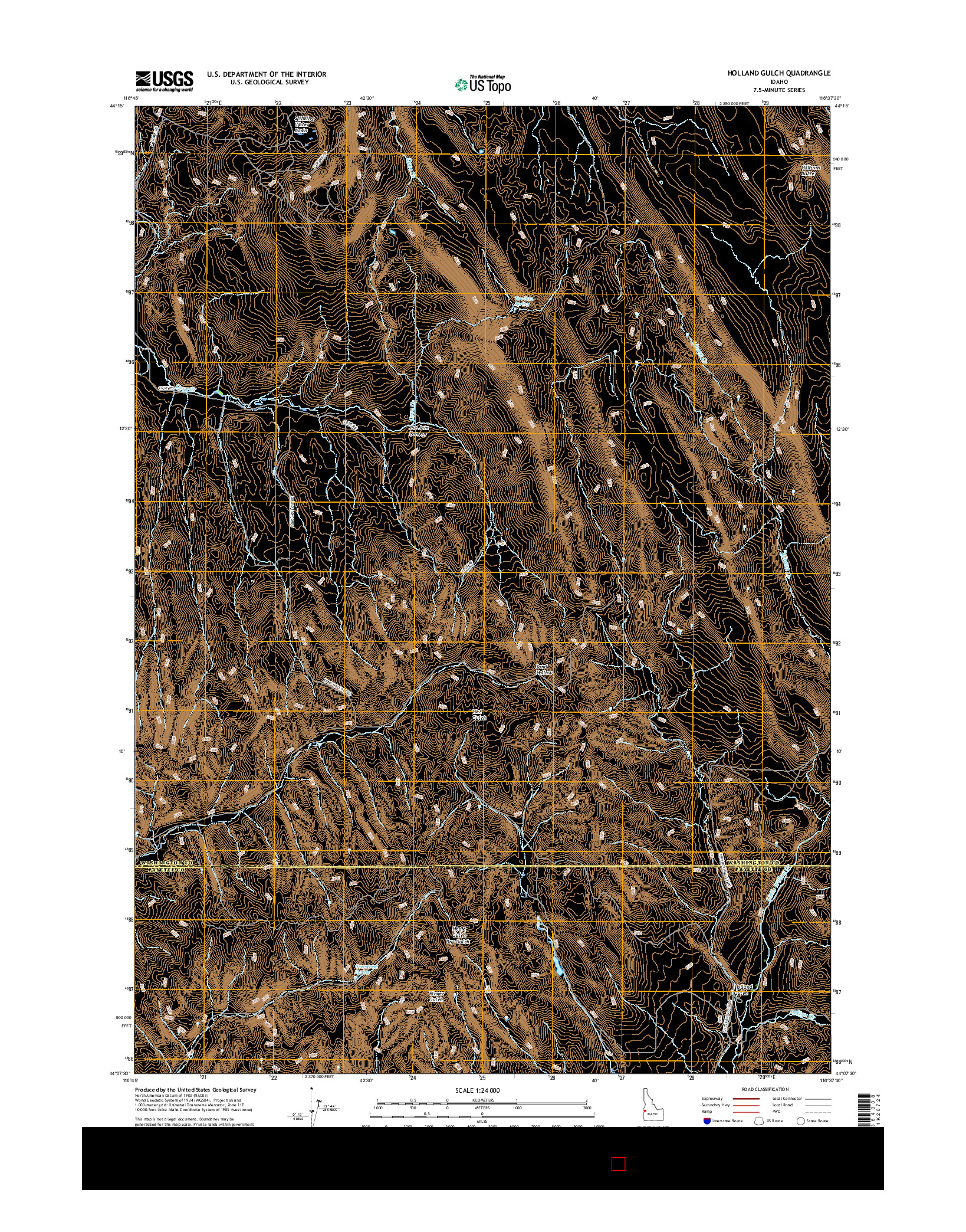 USGS US TOPO 7.5-MINUTE MAP FOR HOLLAND GULCH, ID 2017