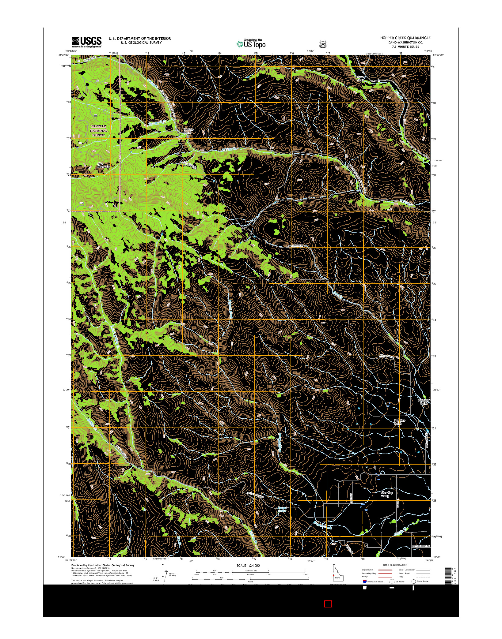 USGS US TOPO 7.5-MINUTE MAP FOR HOPPER CREEK, ID 2017