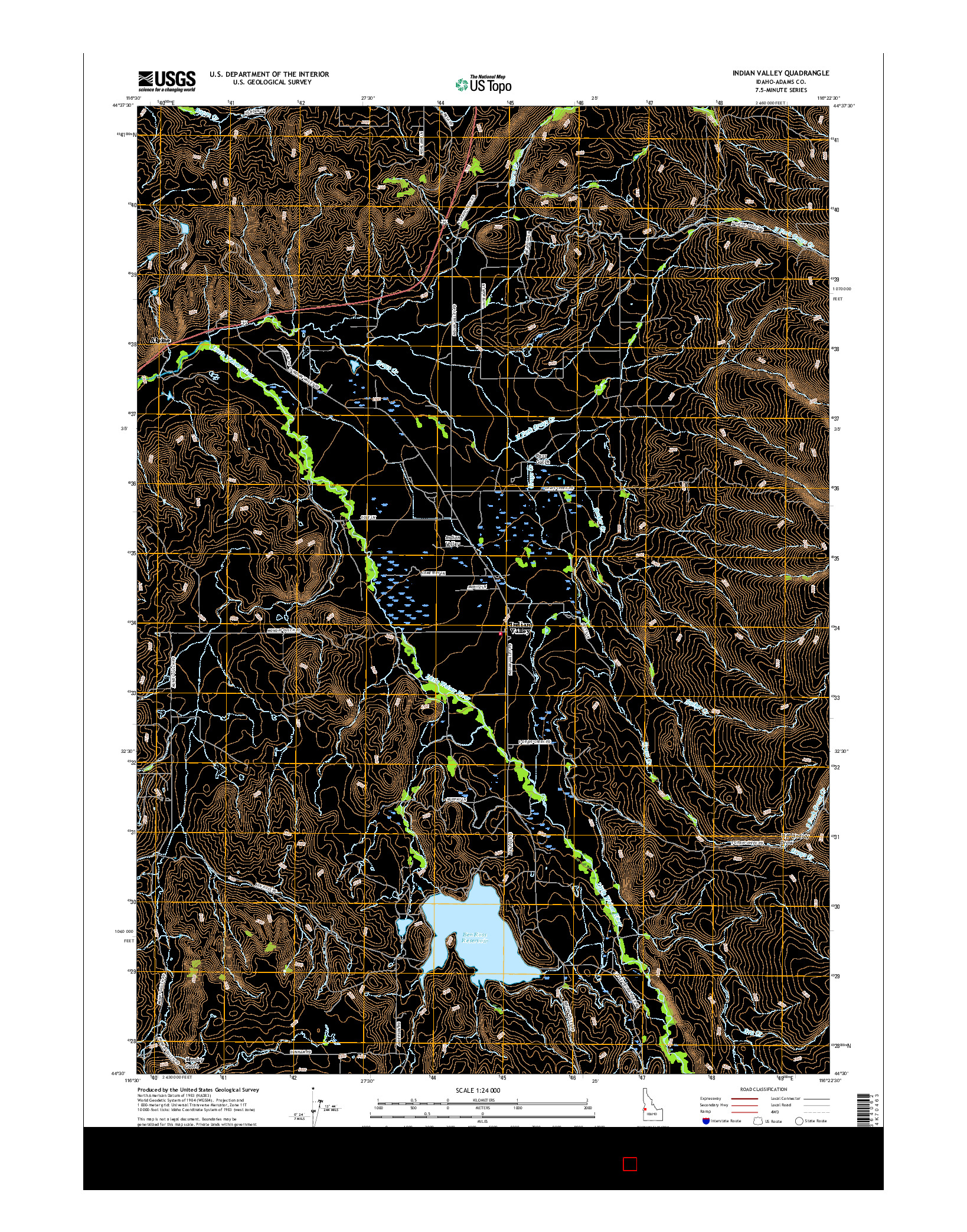 USGS US TOPO 7.5-MINUTE MAP FOR INDIAN VALLEY, ID 2017