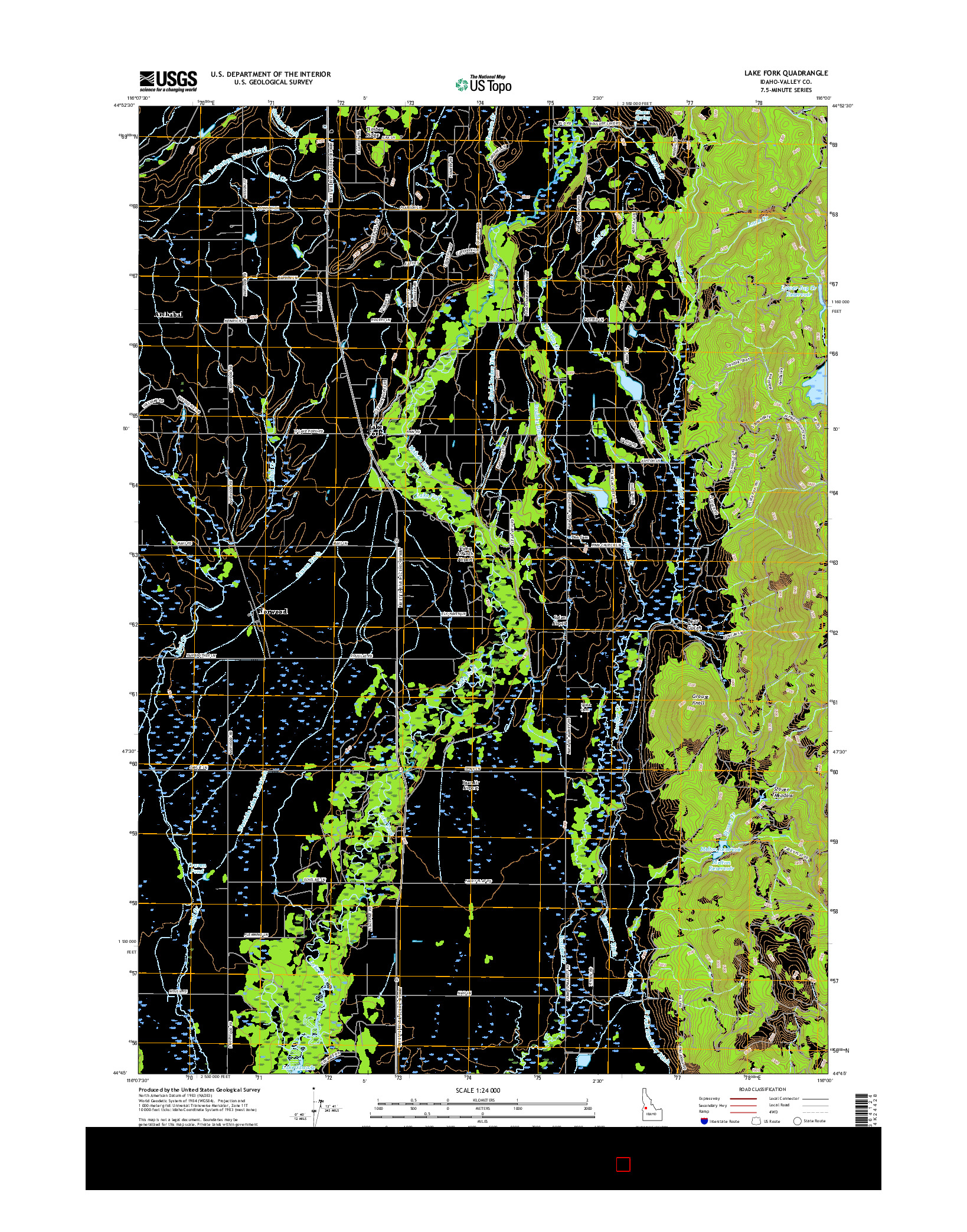 USGS US TOPO 7.5-MINUTE MAP FOR LAKE FORK, ID 2017