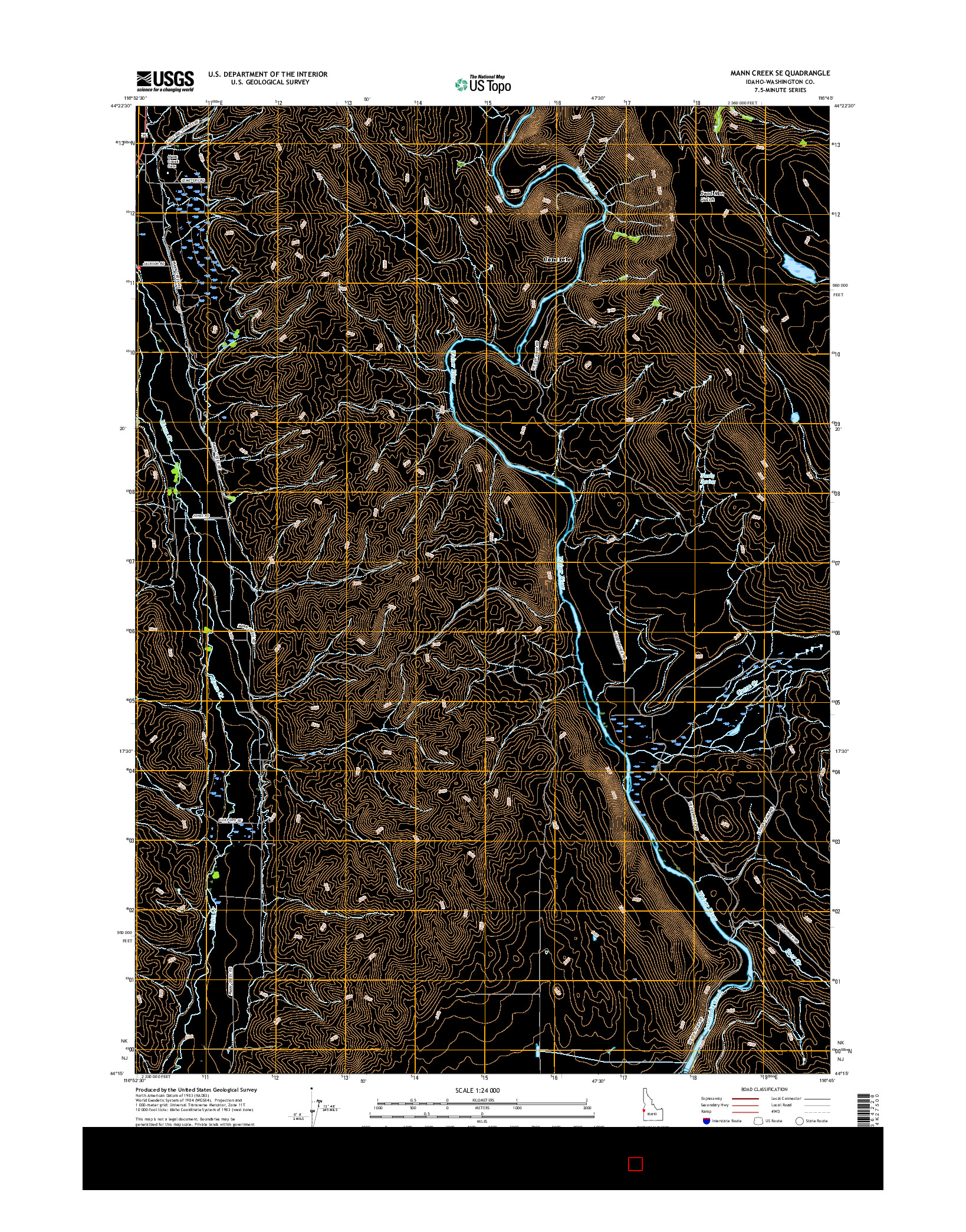 USGS US TOPO 7.5-MINUTE MAP FOR MANN CREEK SE, ID 2017