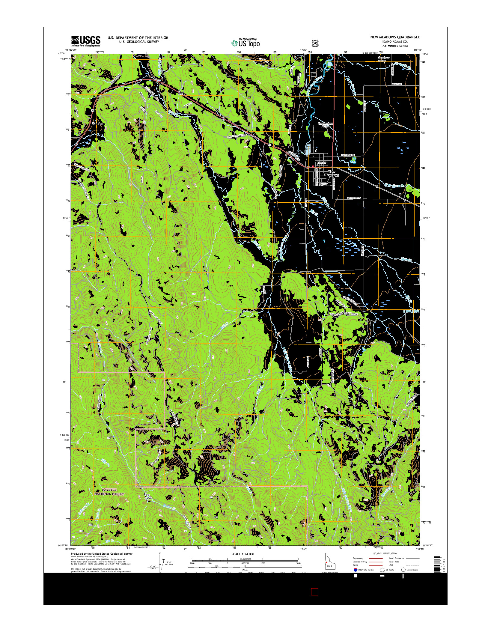 USGS US TOPO 7.5-MINUTE MAP FOR NEW MEADOWS, ID 2017