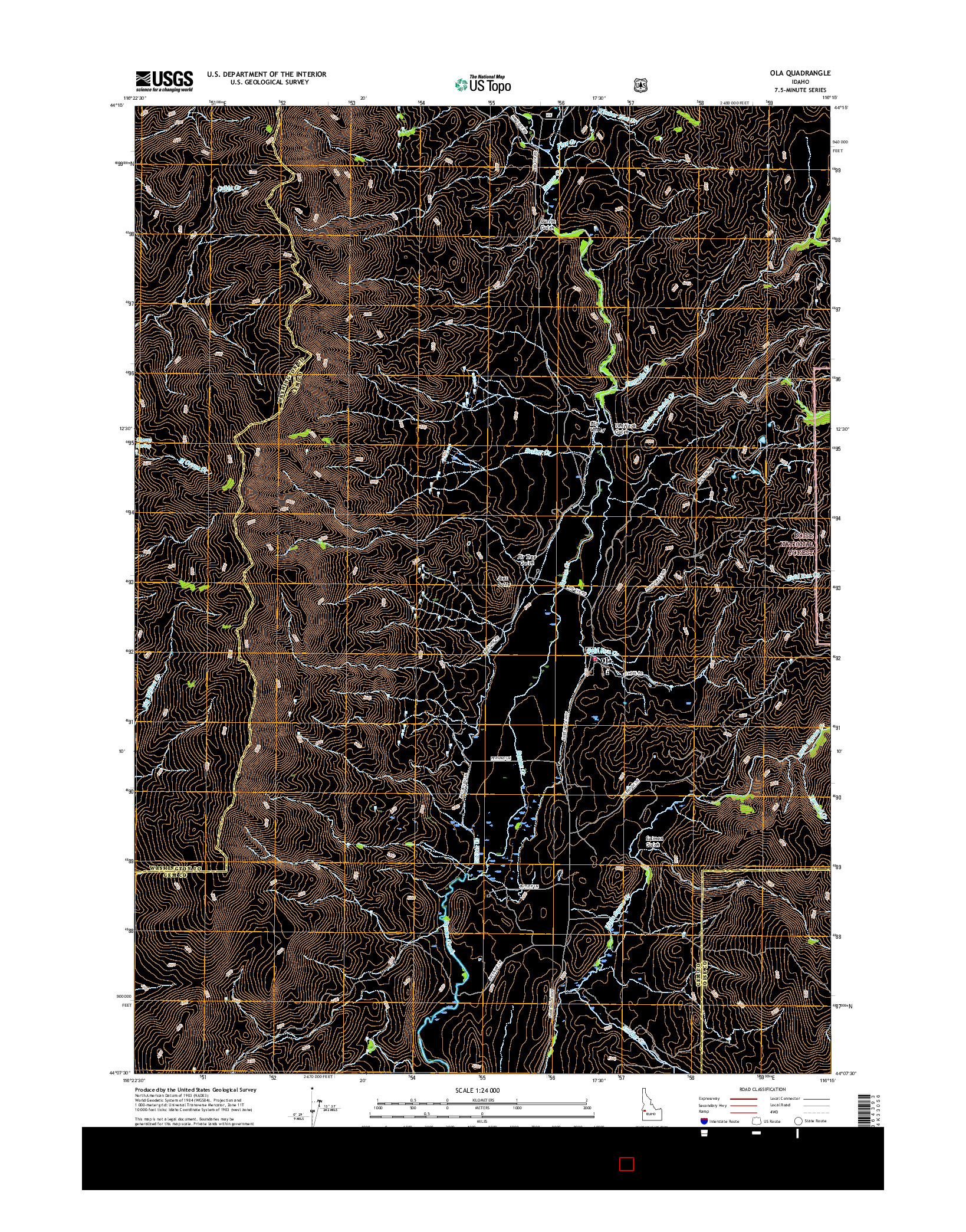 USGS US TOPO 7.5-MINUTE MAP FOR OLA, ID 2017