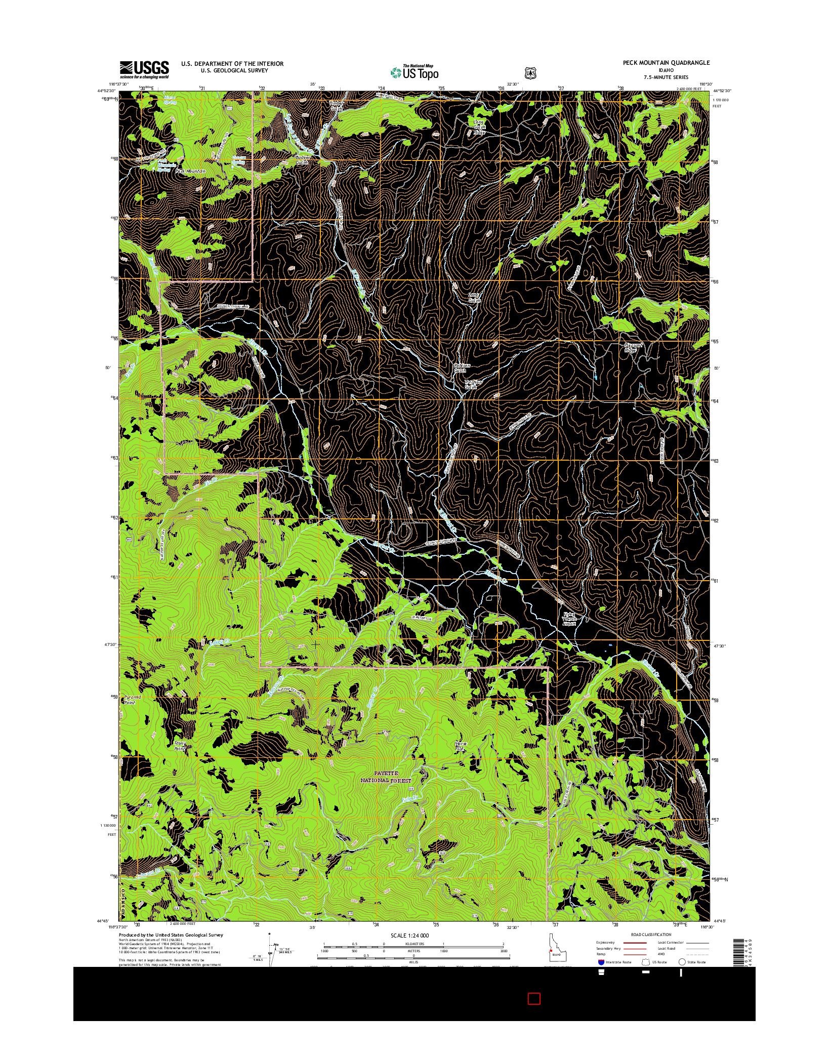 USGS US TOPO 7.5-MINUTE MAP FOR PECK MOUNTAIN, ID 2017