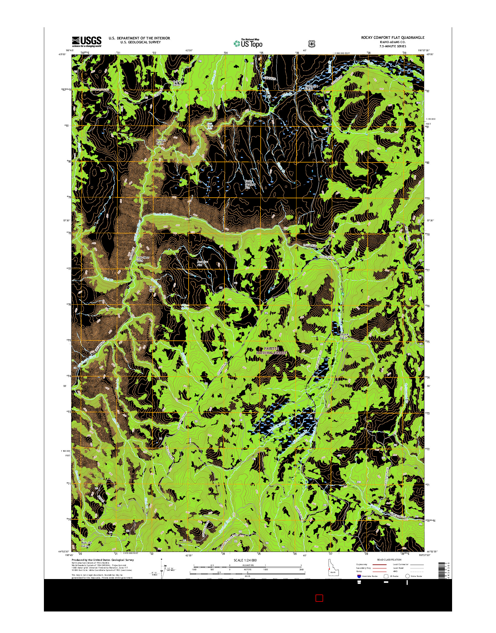 USGS US TOPO 7.5-MINUTE MAP FOR ROCKY COMFORT FLAT, ID 2017