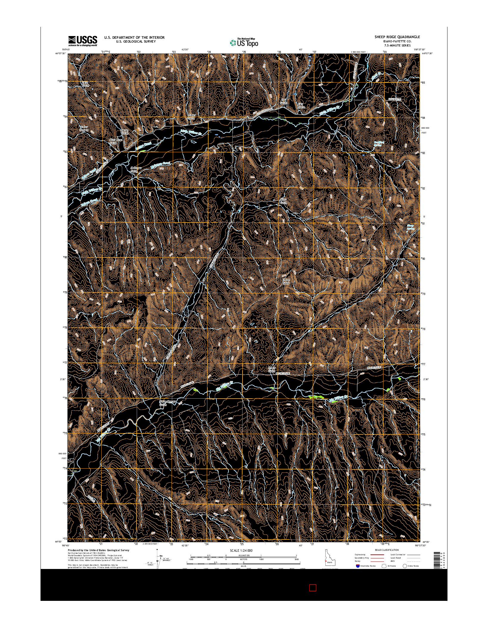 USGS US TOPO 7.5-MINUTE MAP FOR SHEEP RIDGE, ID 2017