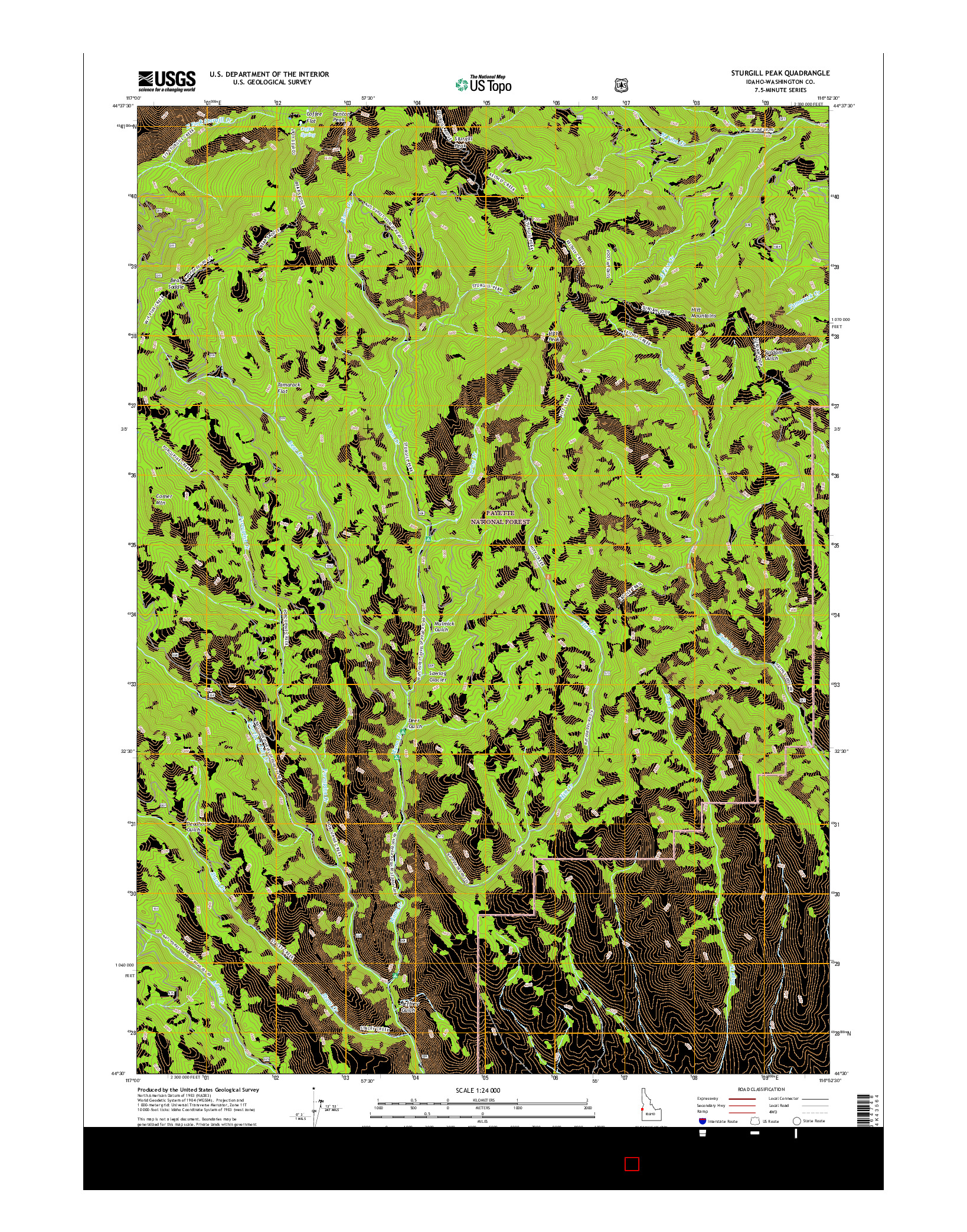 USGS US TOPO 7.5-MINUTE MAP FOR STURGILL PEAK, ID 2017