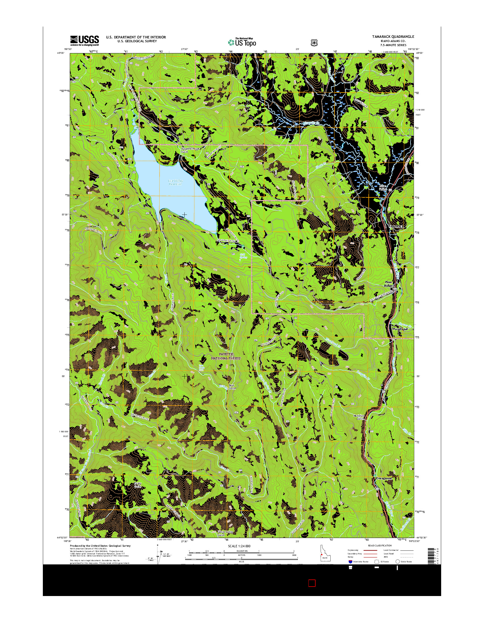 USGS US TOPO 7.5-MINUTE MAP FOR TAMARACK, ID 2017