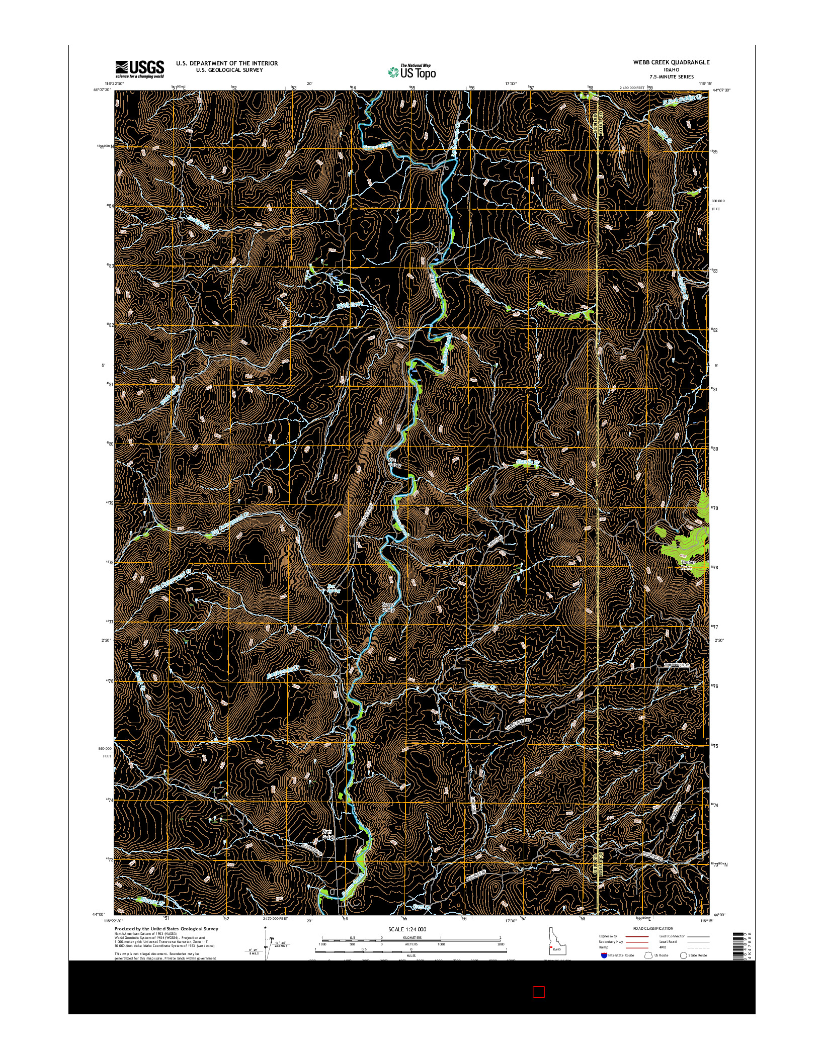 USGS US TOPO 7.5-MINUTE MAP FOR WEBB CREEK, ID 2017