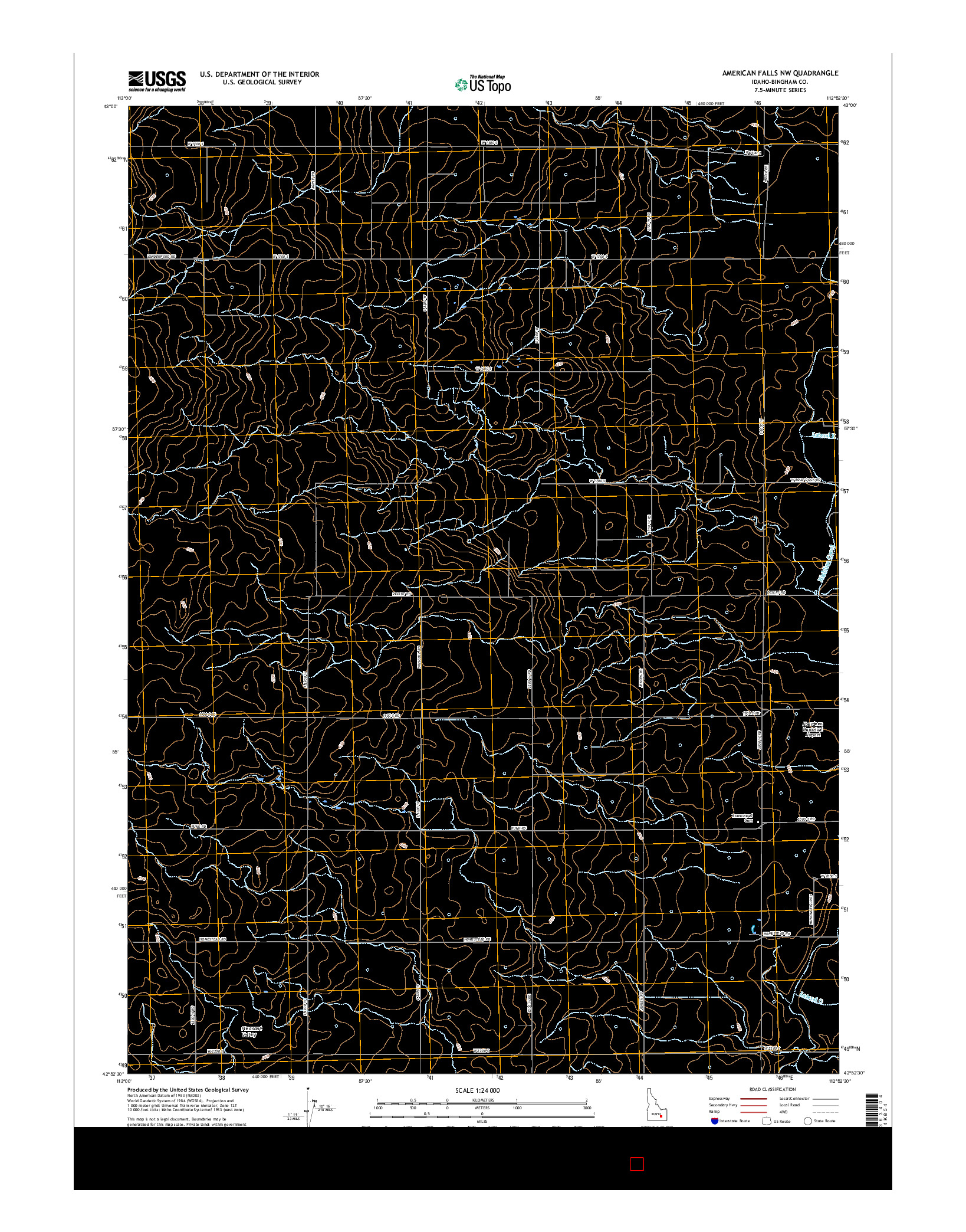 USGS US TOPO 7.5-MINUTE MAP FOR AMERICAN FALLS NW, ID 2017