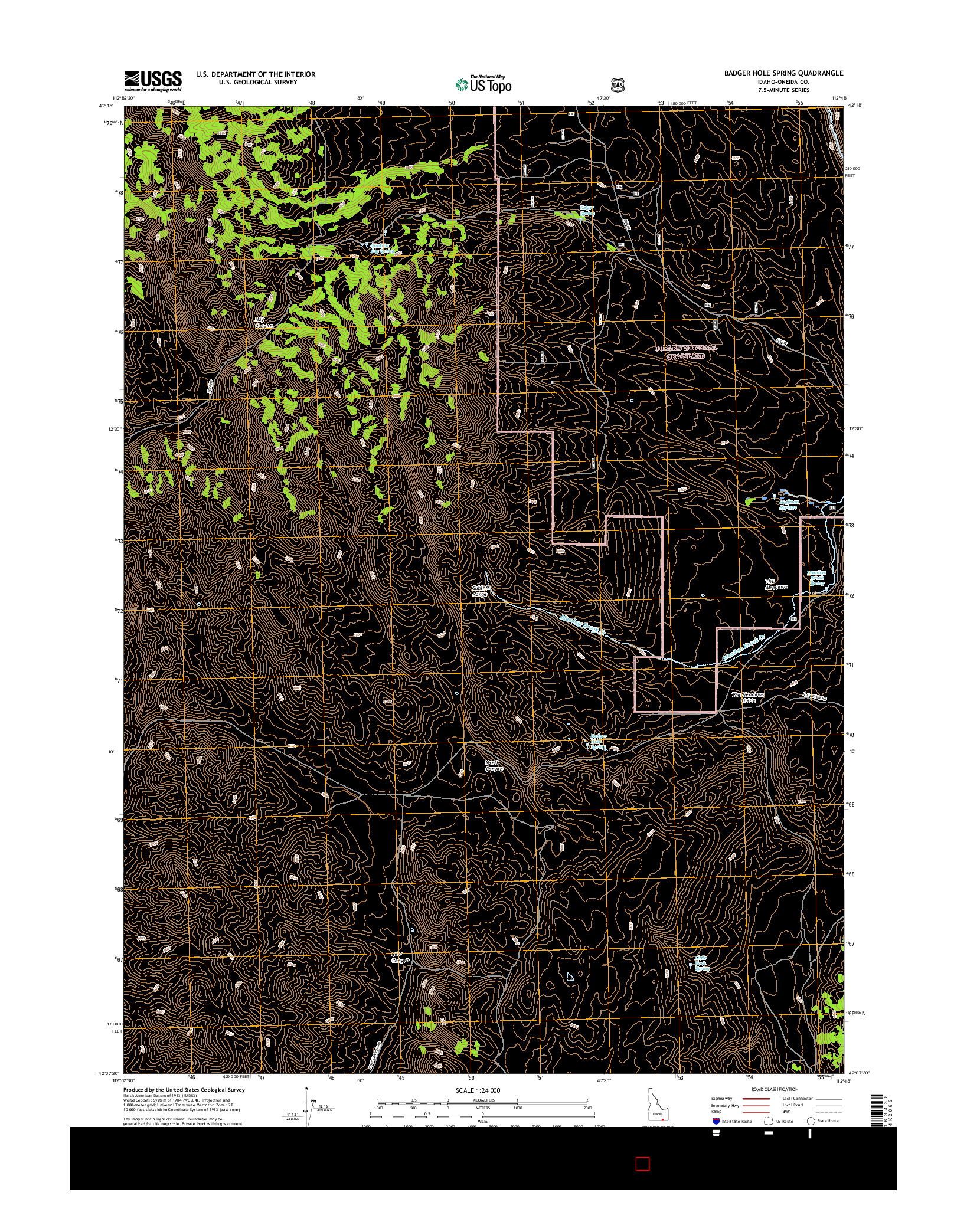 USGS US TOPO 7.5-MINUTE MAP FOR BADGER HOLE SPRING, ID 2017