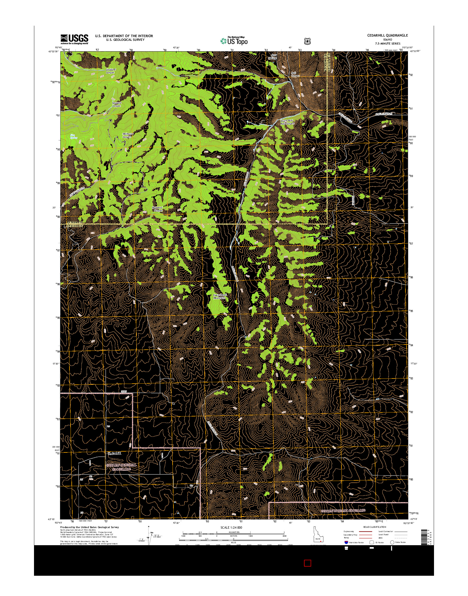 USGS US TOPO 7.5-MINUTE MAP FOR CEDARHILL, ID 2017