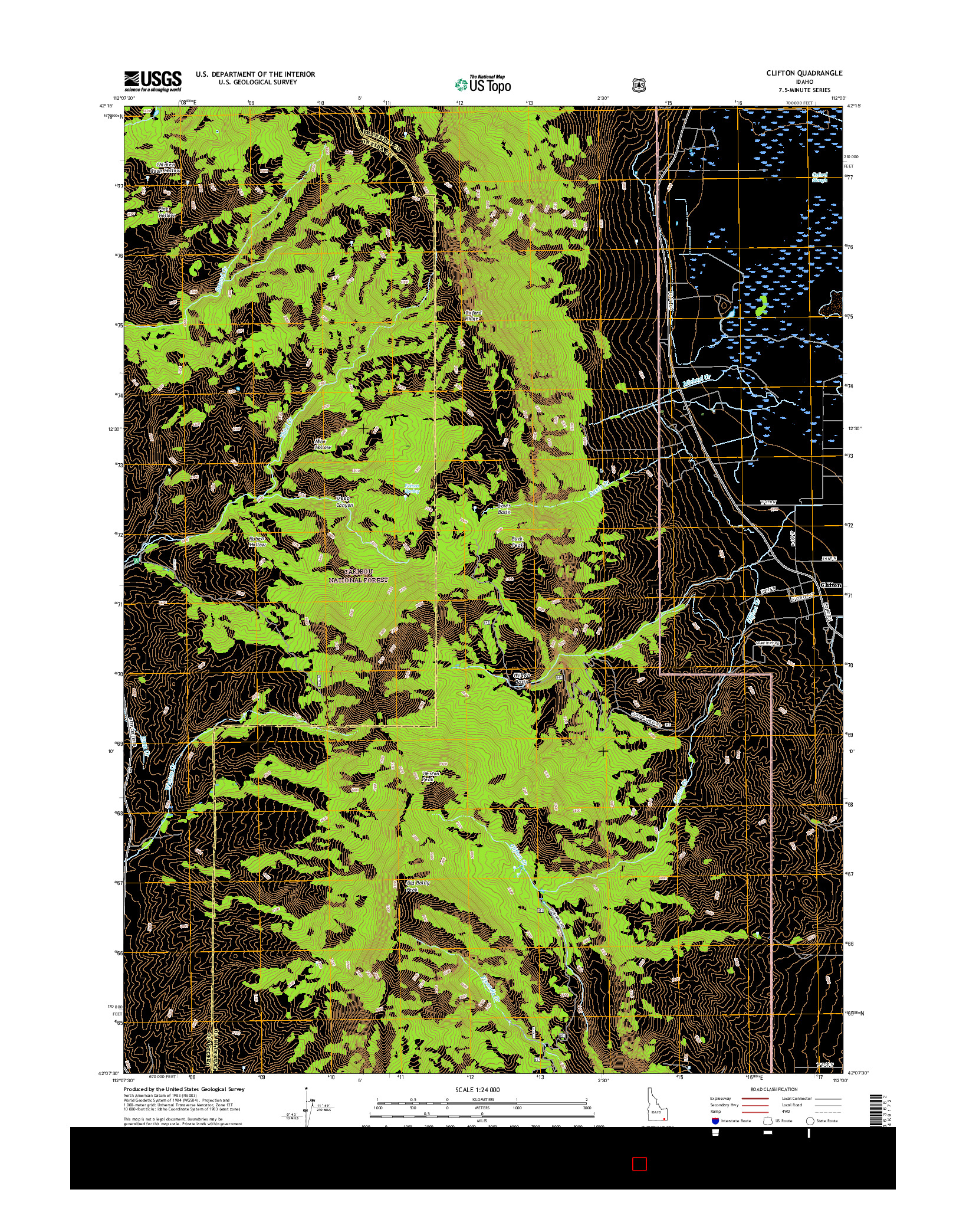 USGS US TOPO 7.5-MINUTE MAP FOR CLIFTON, ID 2017