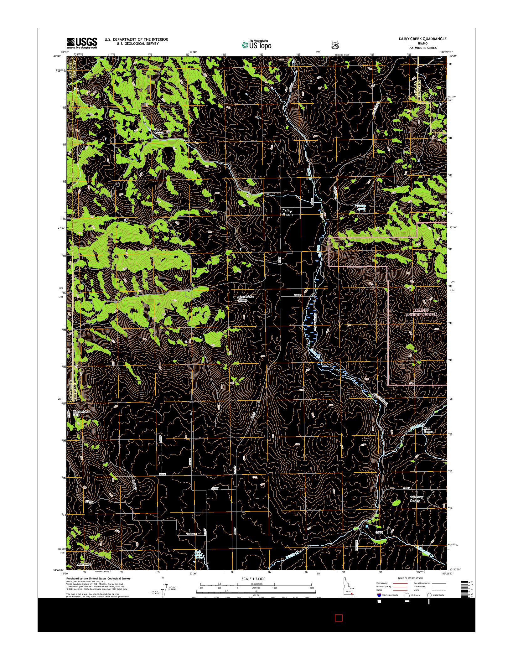 USGS US TOPO 7.5-MINUTE MAP FOR DAIRY CREEK, ID 2017