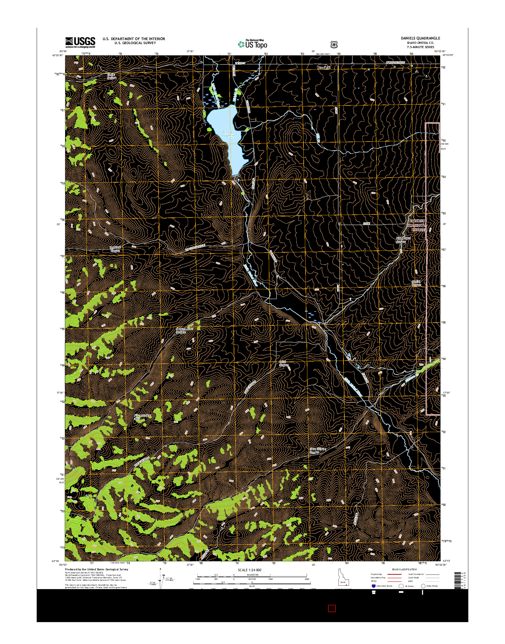 USGS US TOPO 7.5-MINUTE MAP FOR DANIELS, ID 2017