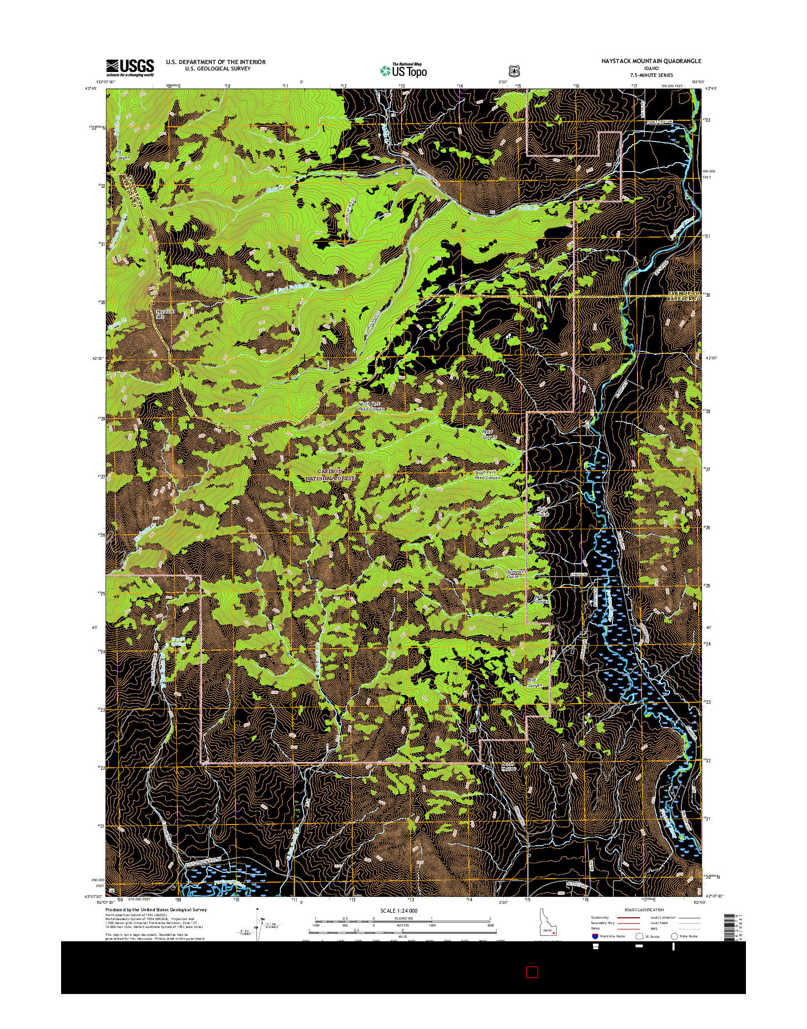 USGS US TOPO 7.5-MINUTE MAP FOR HAYSTACK MOUNTAIN, ID 2017