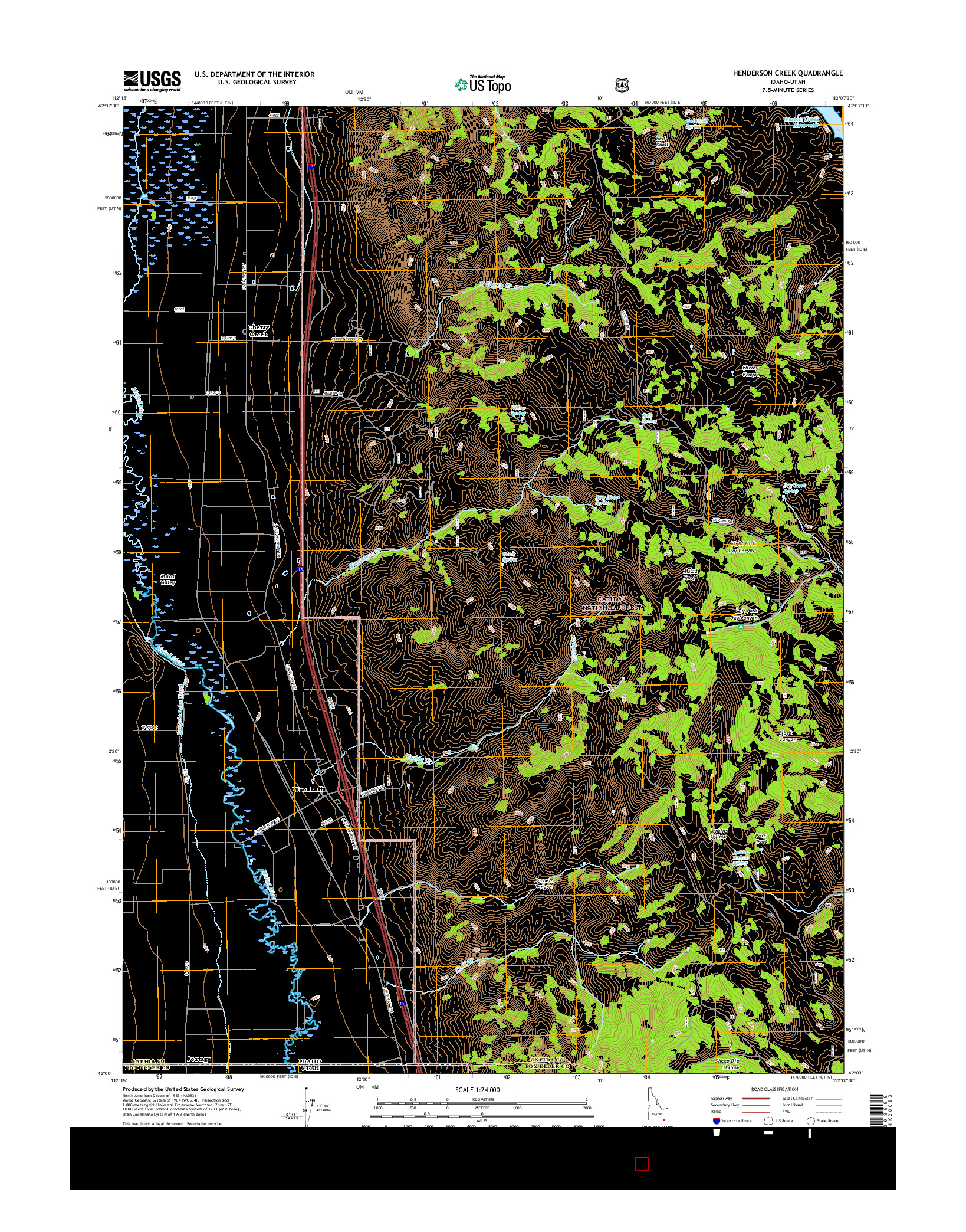 USGS US TOPO 7.5-MINUTE MAP FOR HENDERSON CREEK, ID-UT 2017