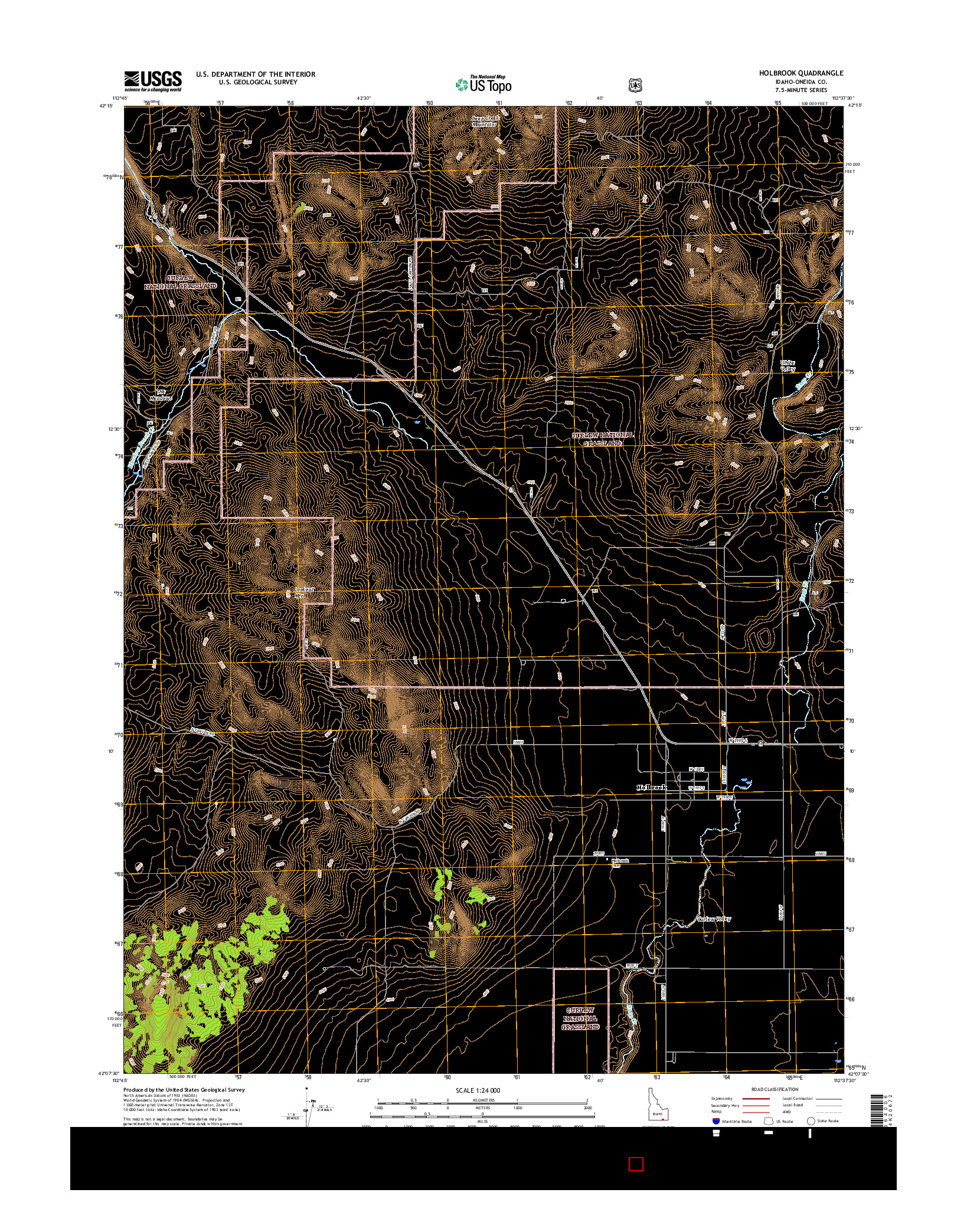 USGS US TOPO 7.5-MINUTE MAP FOR HOLBROOK, ID 2017