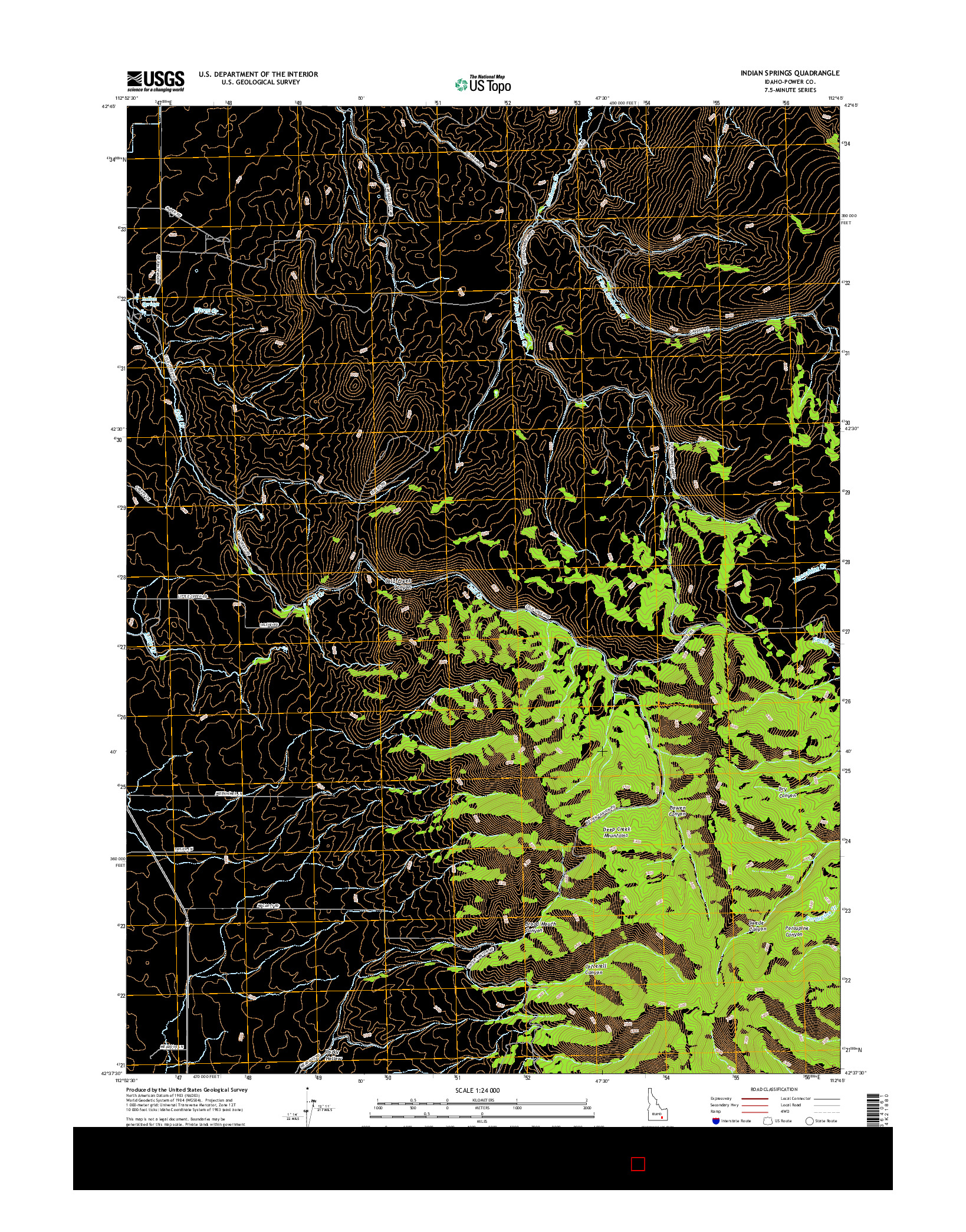 USGS US TOPO 7.5-MINUTE MAP FOR INDIAN SPRINGS, ID 2017