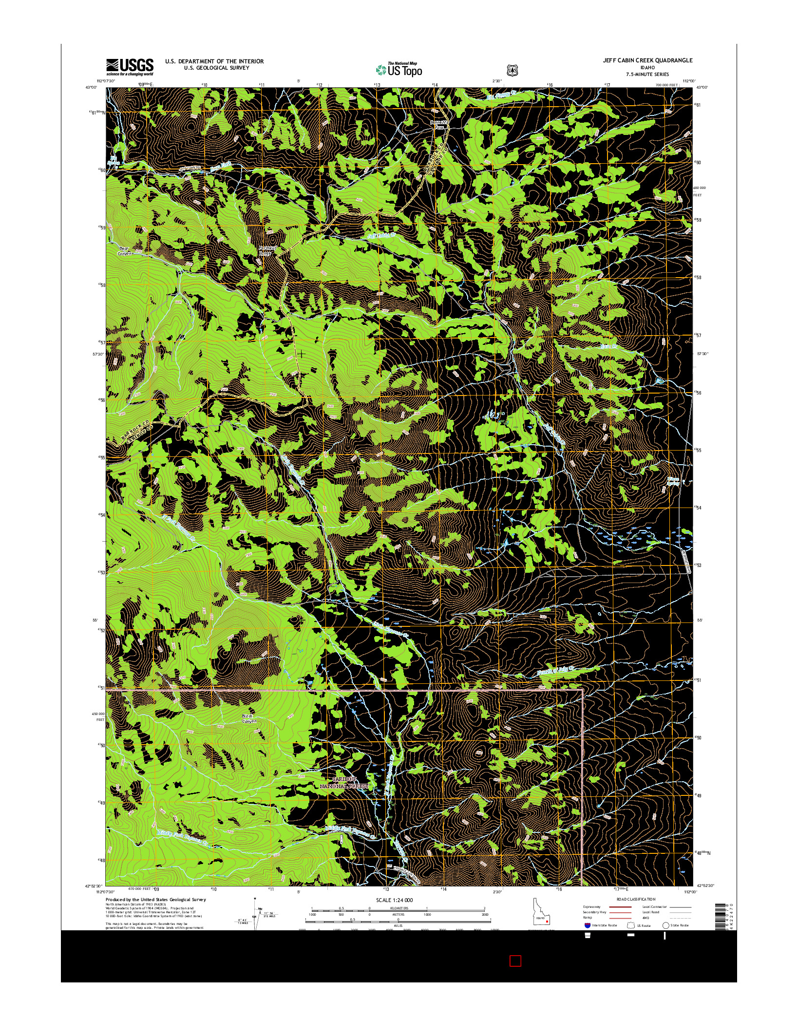 USGS US TOPO 7.5-MINUTE MAP FOR JEFF CABIN CREEK, ID 2017