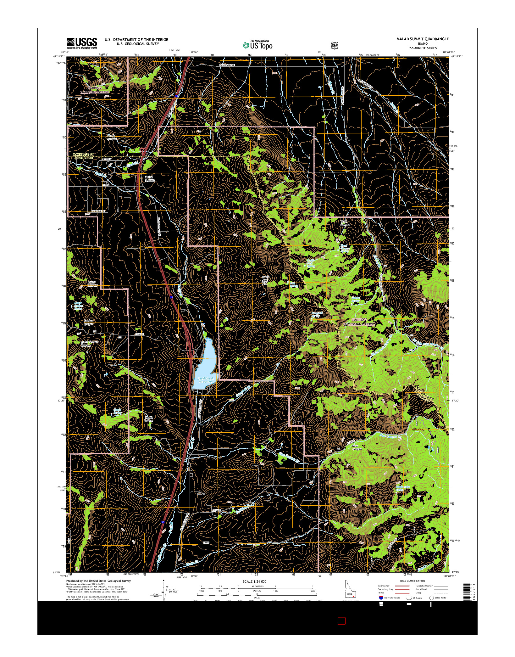 USGS US TOPO 7.5-MINUTE MAP FOR MALAD SUMMIT, ID 2017