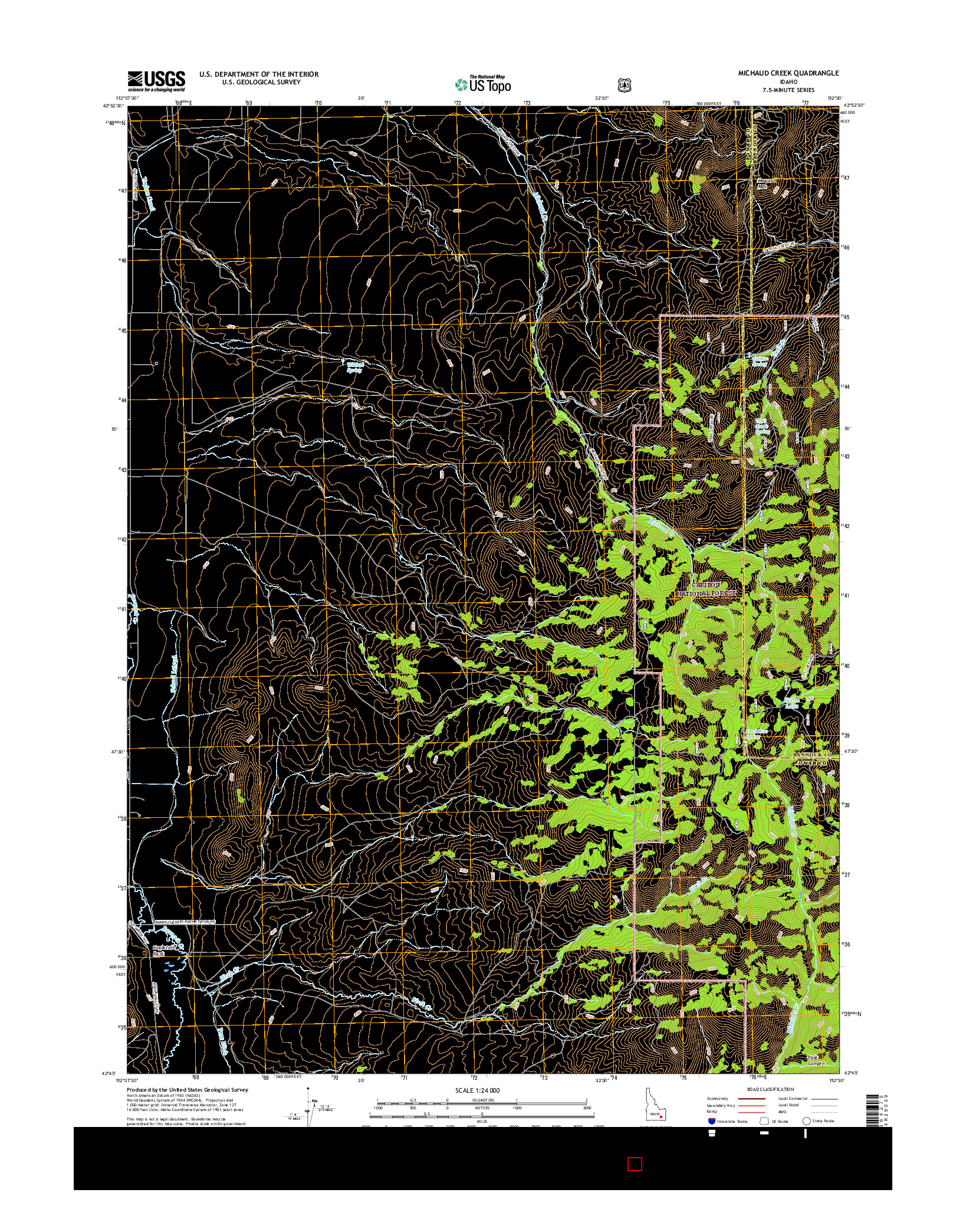 USGS US TOPO 7.5-MINUTE MAP FOR MICHAUD CREEK, ID 2017