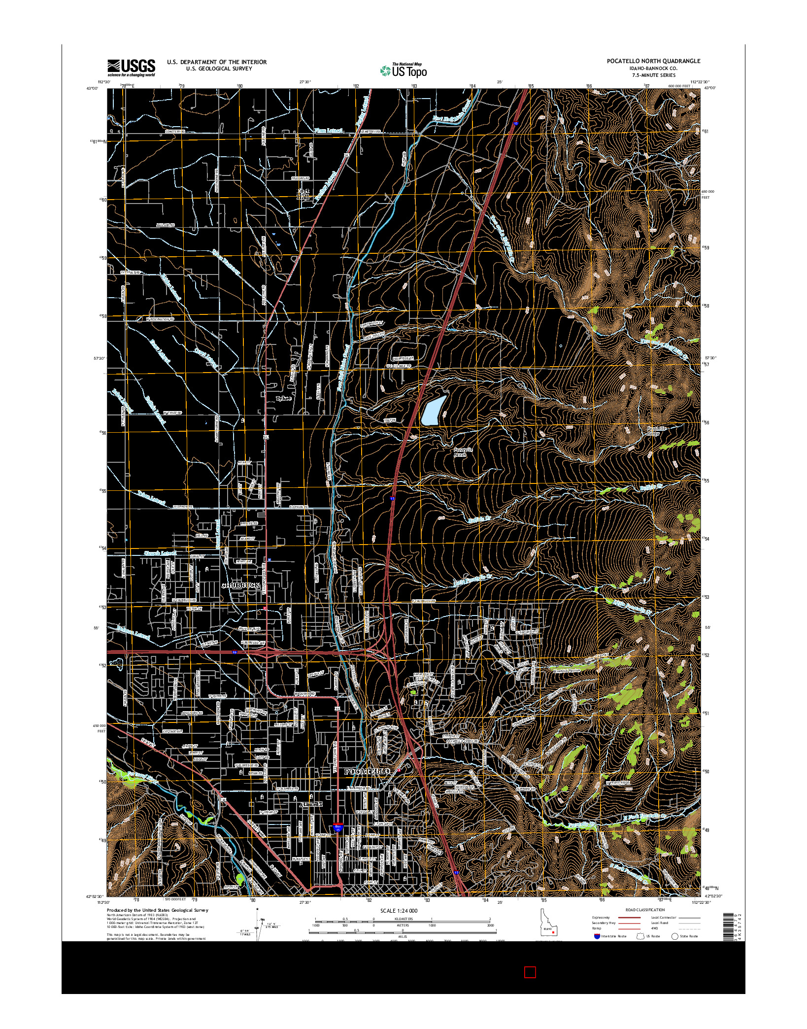 USGS US TOPO 7.5-MINUTE MAP FOR POCATELLO NORTH, ID 2017