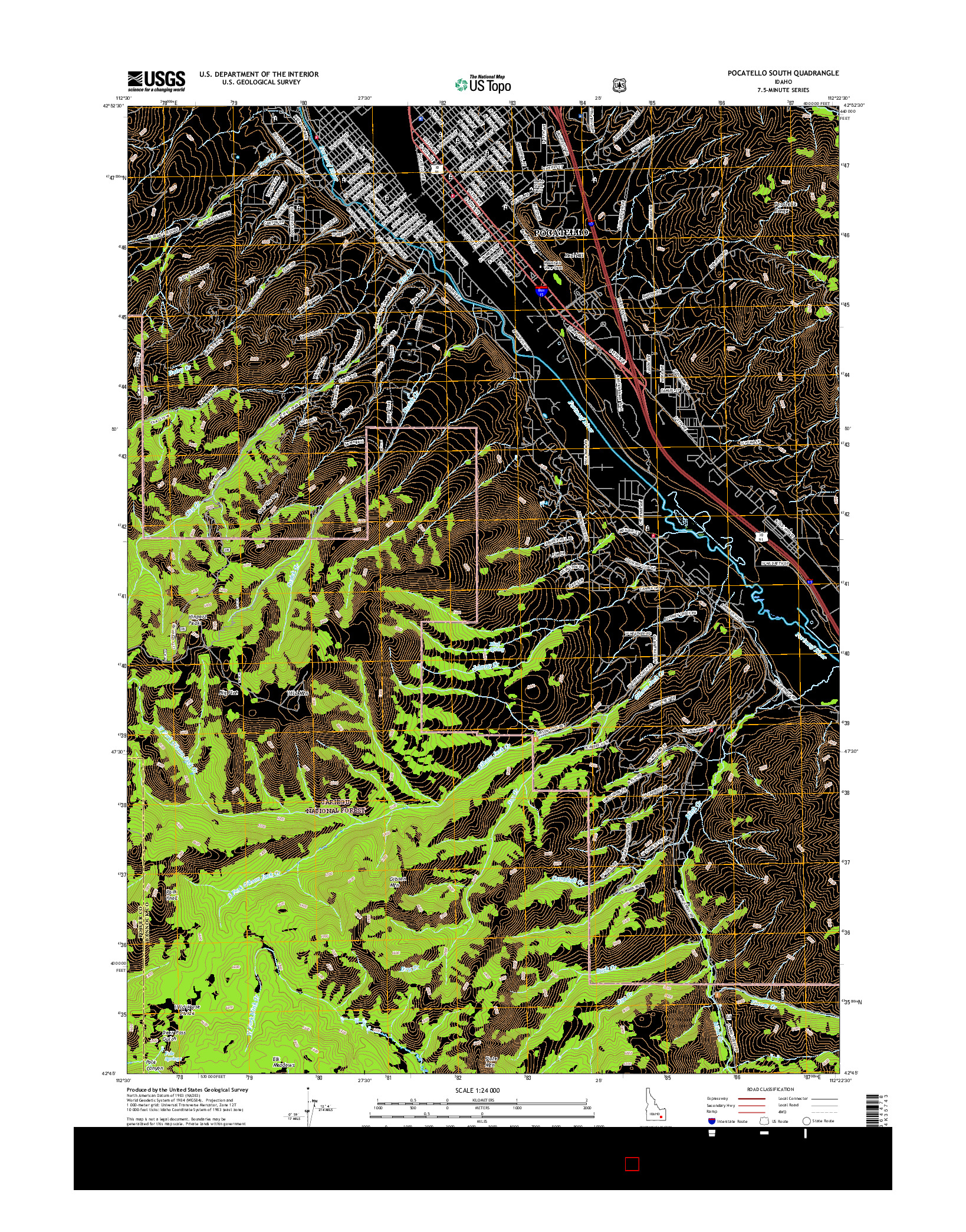 USGS US TOPO 7.5-MINUTE MAP FOR POCATELLO SOUTH, ID 2017