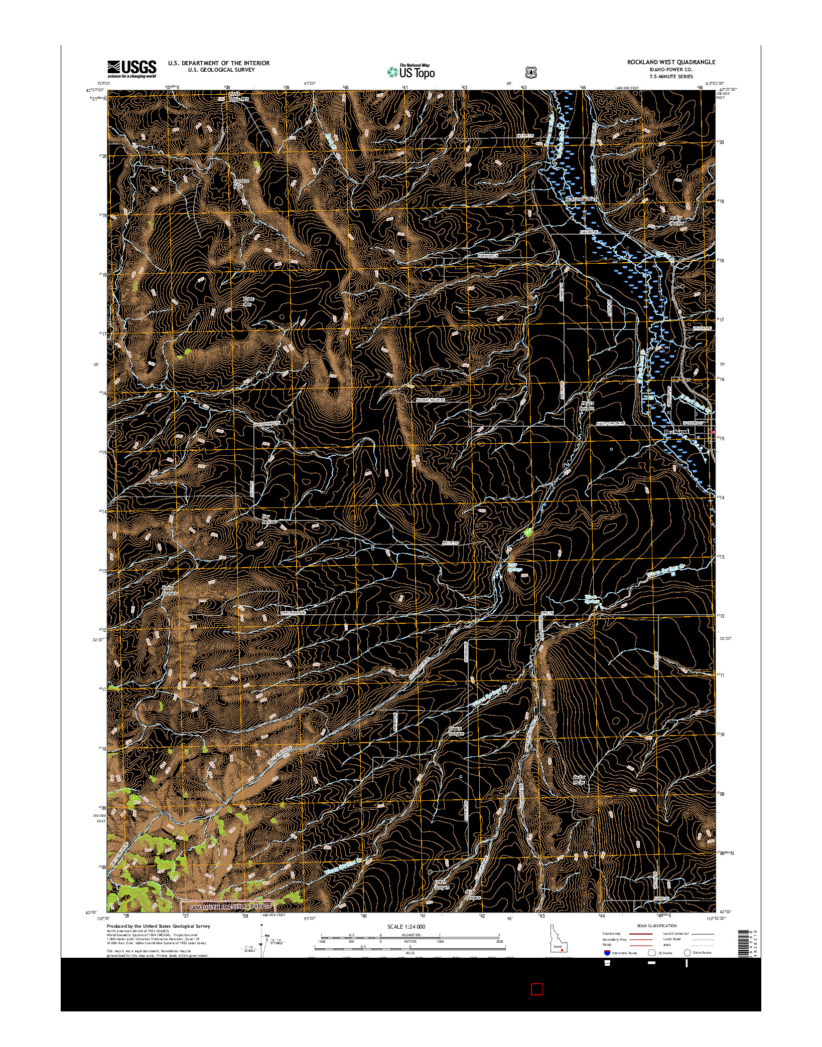 USGS US TOPO 7.5-MINUTE MAP FOR ROCKLAND WEST, ID 2017