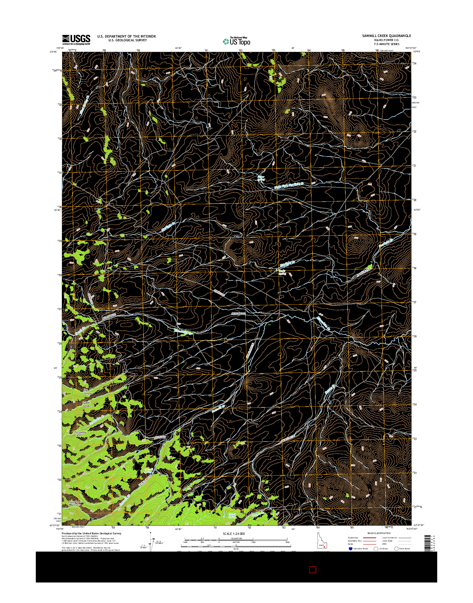 USGS US TOPO 7.5-MINUTE MAP FOR SAWMILL CREEK, ID 2017