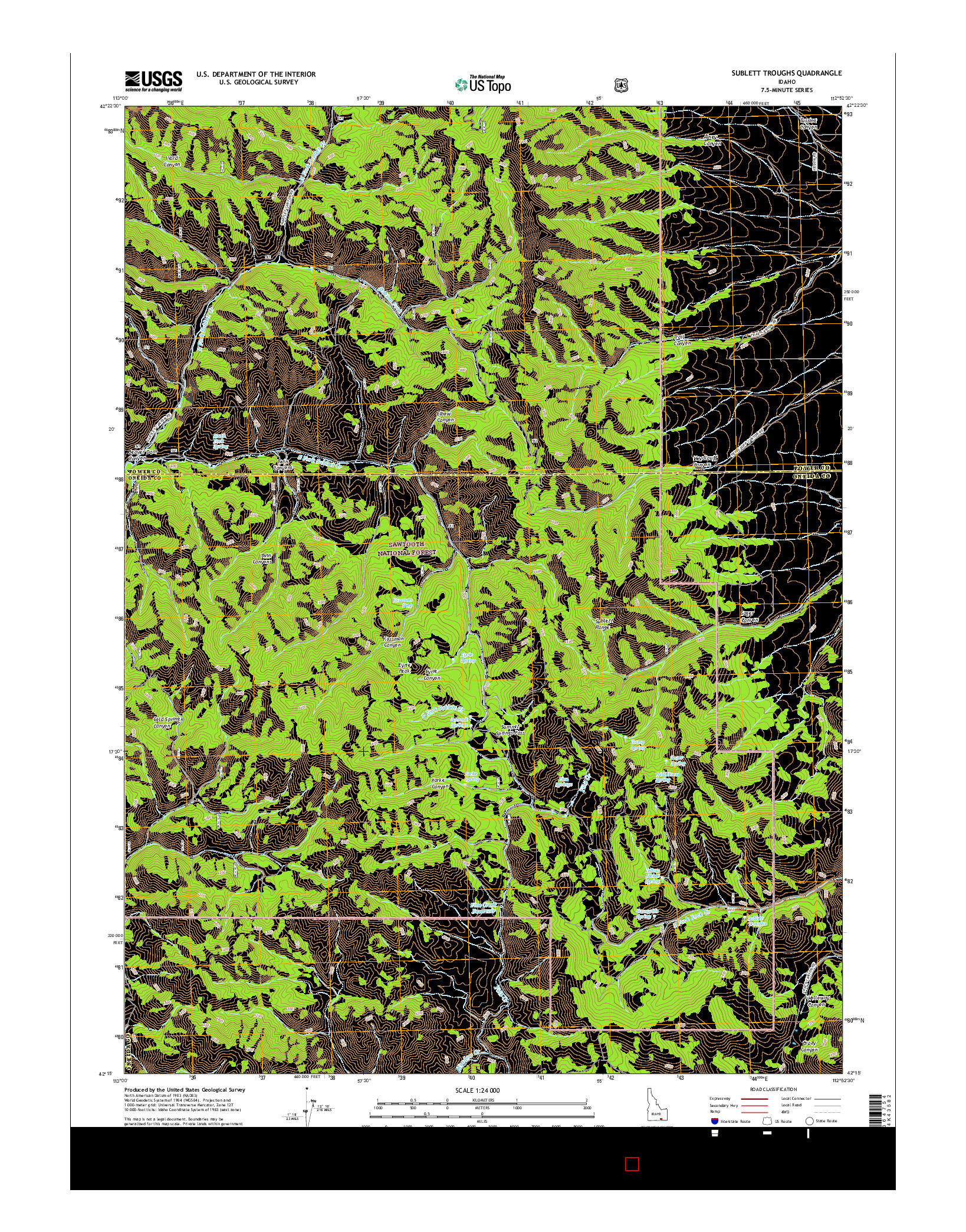 USGS US TOPO 7.5-MINUTE MAP FOR SUBLETT TROUGHS, ID 2017