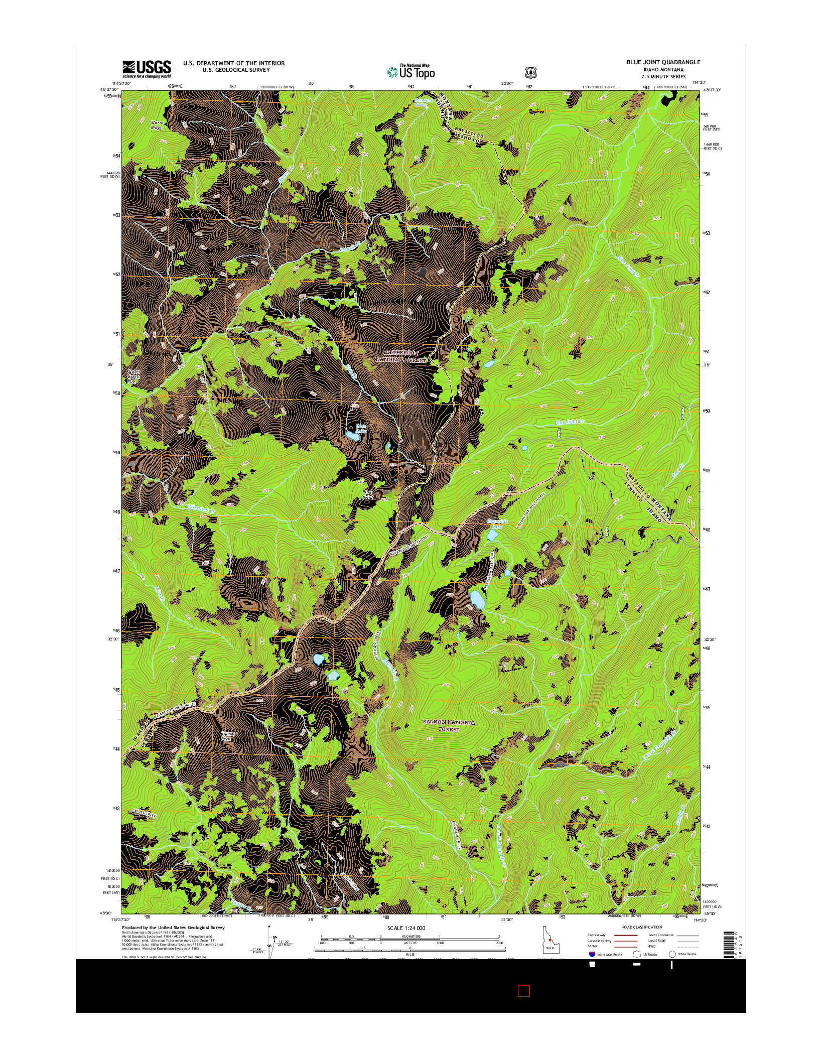 USGS US TOPO 7.5-MINUTE MAP FOR BLUE JOINT, ID-MT 2017