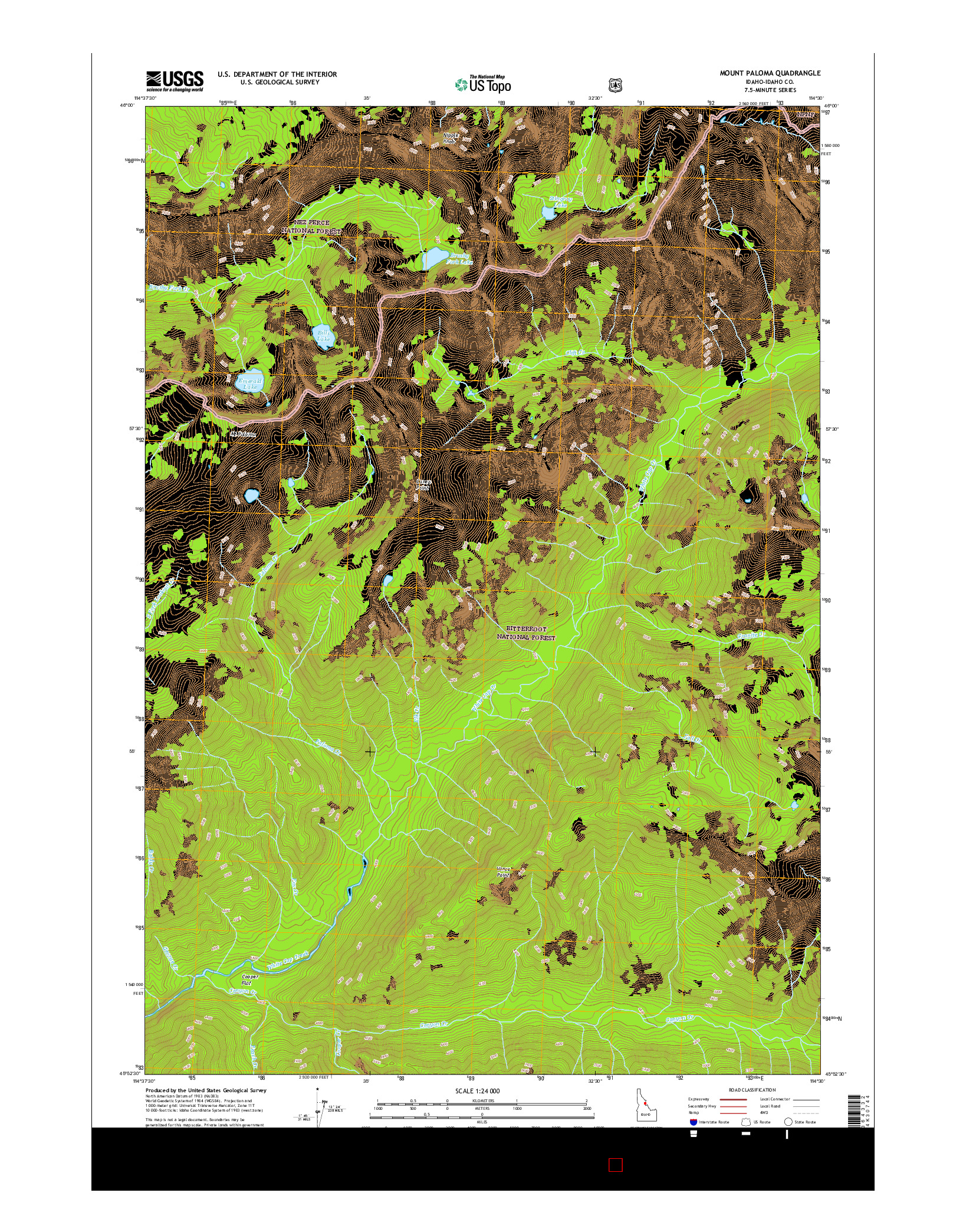 USGS US TOPO 7.5-MINUTE MAP FOR MOUNT PALOMA, ID 2017
