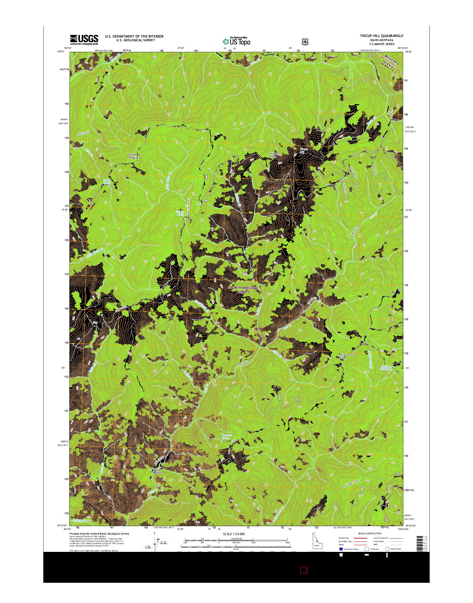 USGS US TOPO 7.5-MINUTE MAP FOR TINCUP HILL, ID-MT 2017