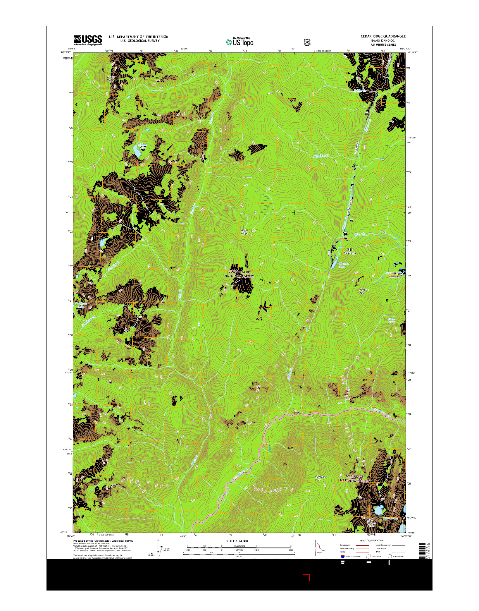 USGS US TOPO 7.5-MINUTE MAP FOR CEDAR RIDGE, ID 2017