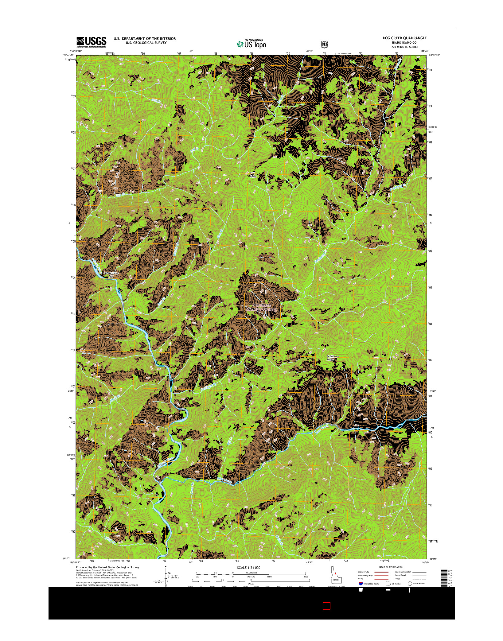 USGS US TOPO 7.5-MINUTE MAP FOR DOG CREEK, ID 2017