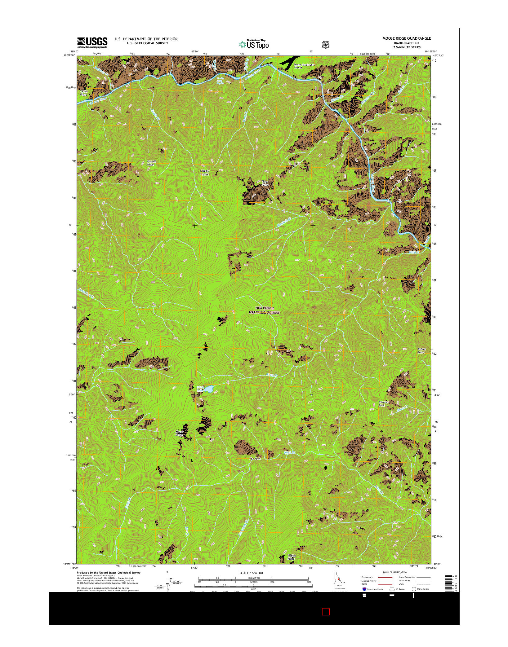 USGS US TOPO 7.5-MINUTE MAP FOR MOOSE RIDGE, ID 2017