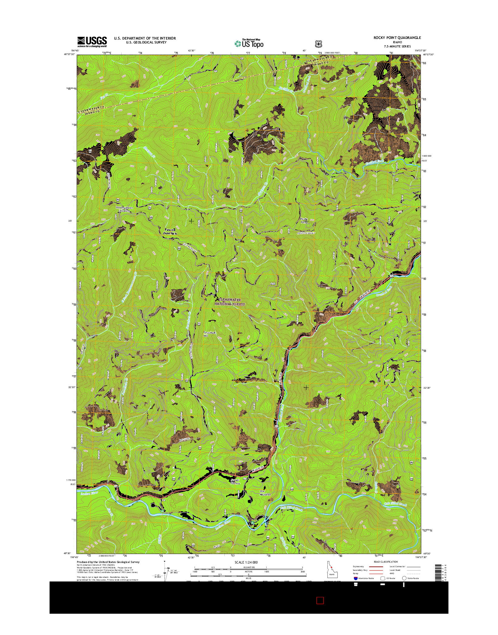 USGS US TOPO 7.5-MINUTE MAP FOR ROCKY POINT, ID 2017